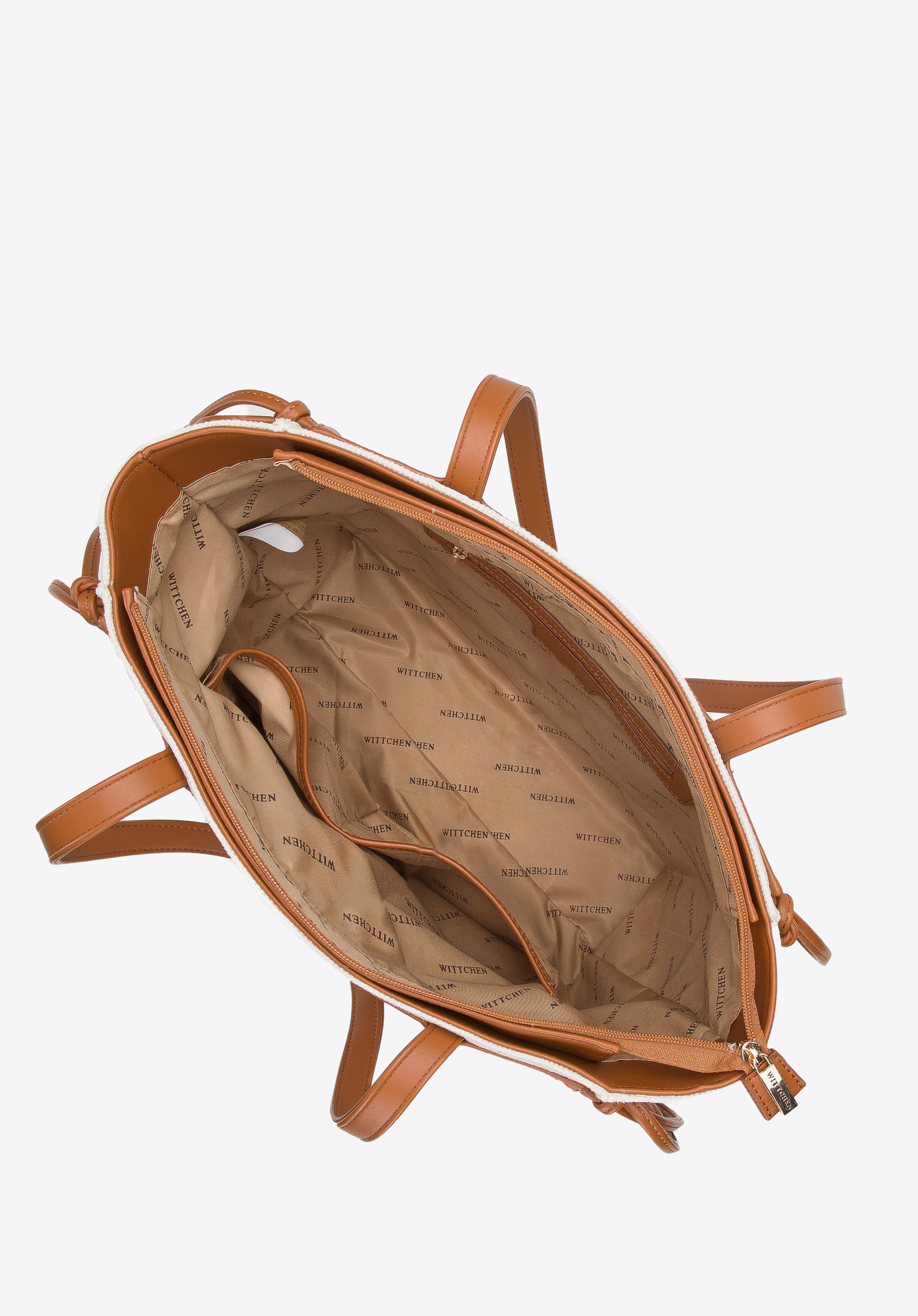 Torebka shopperka z bawełny z troczkami z ekoskóry