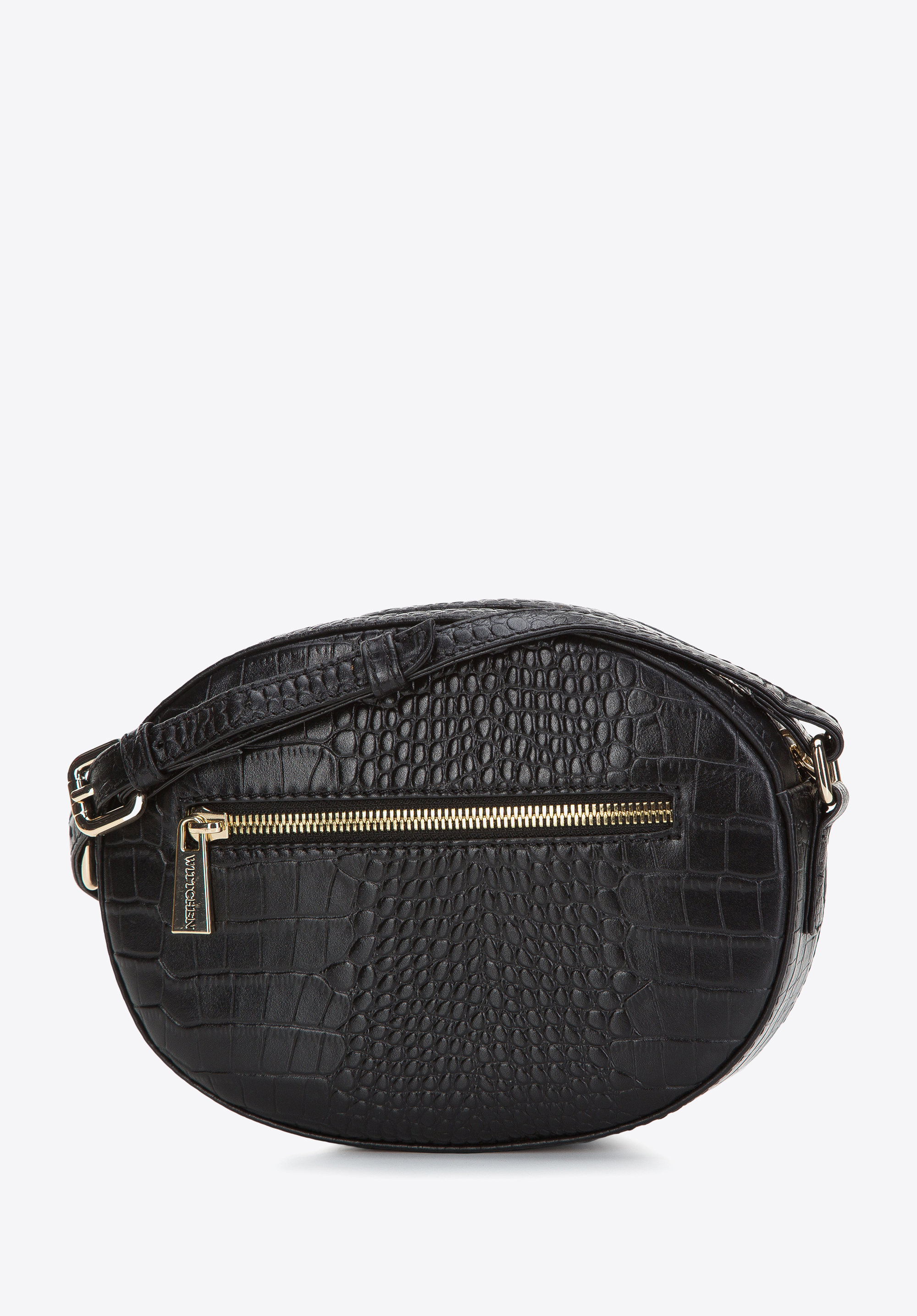 Damska listonoszka ze skóry o egzotycznej fakturze owalna