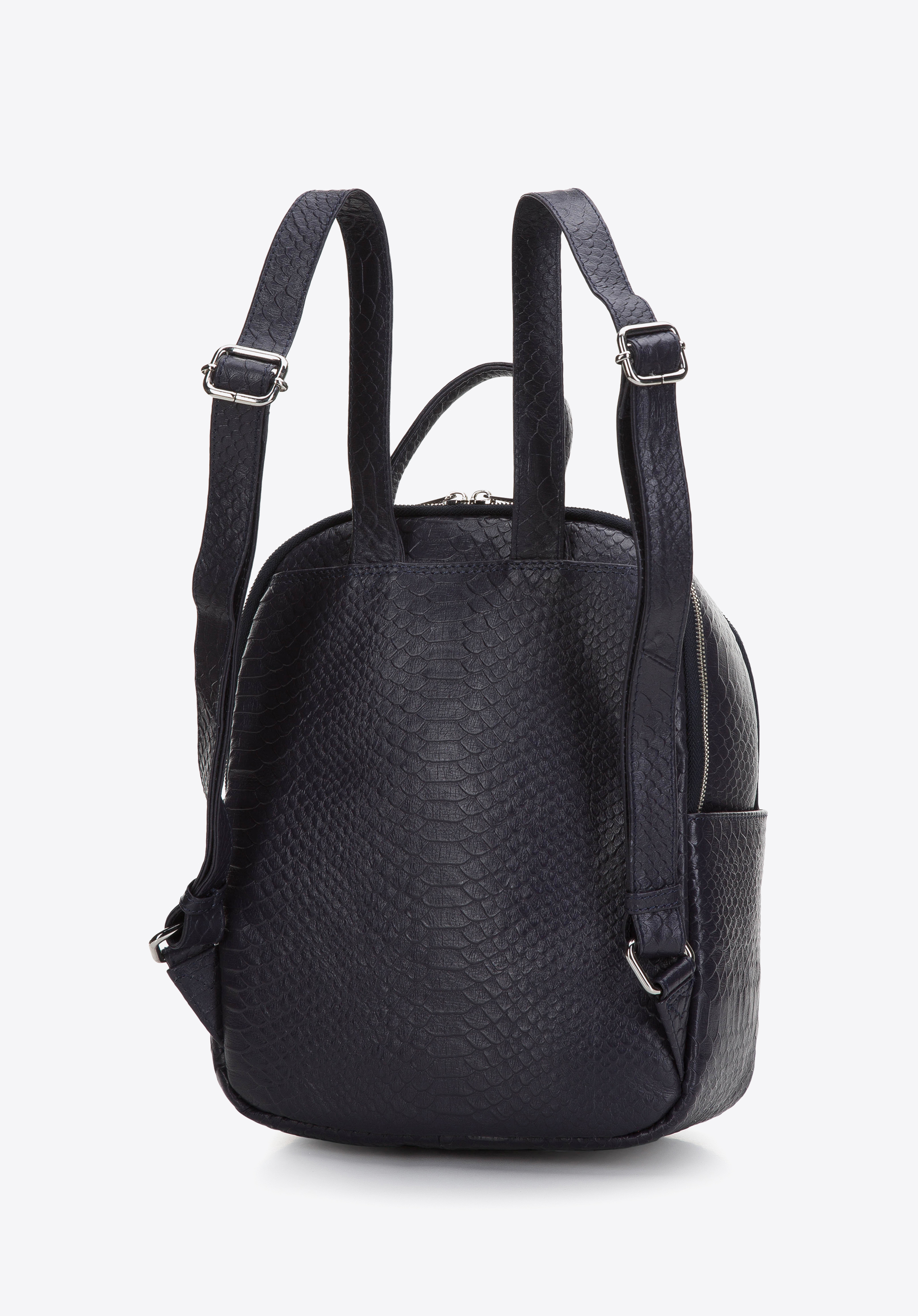 Damski plecak ze skóry o fakturze lizard dwukomorowy