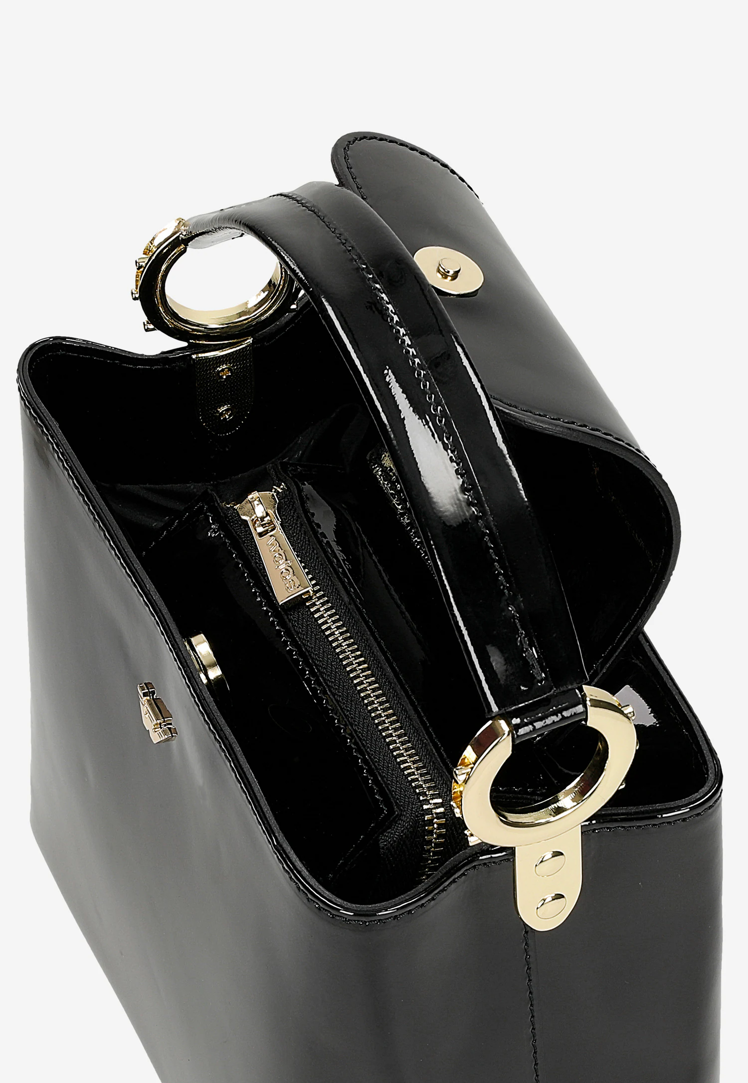 Elegancki kuferek czarny lakierowany