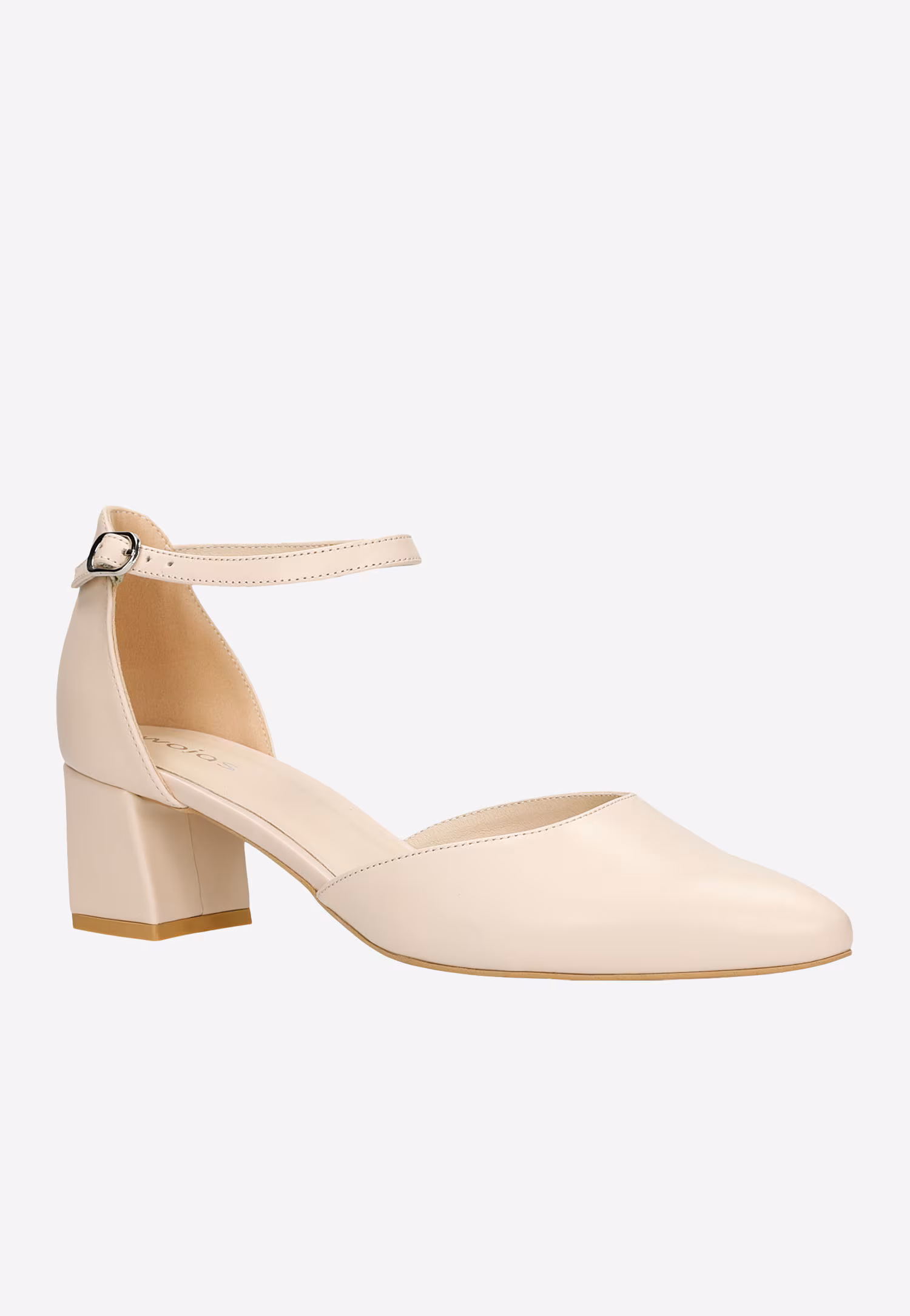 Złote czółenka damskie na niskim słupku