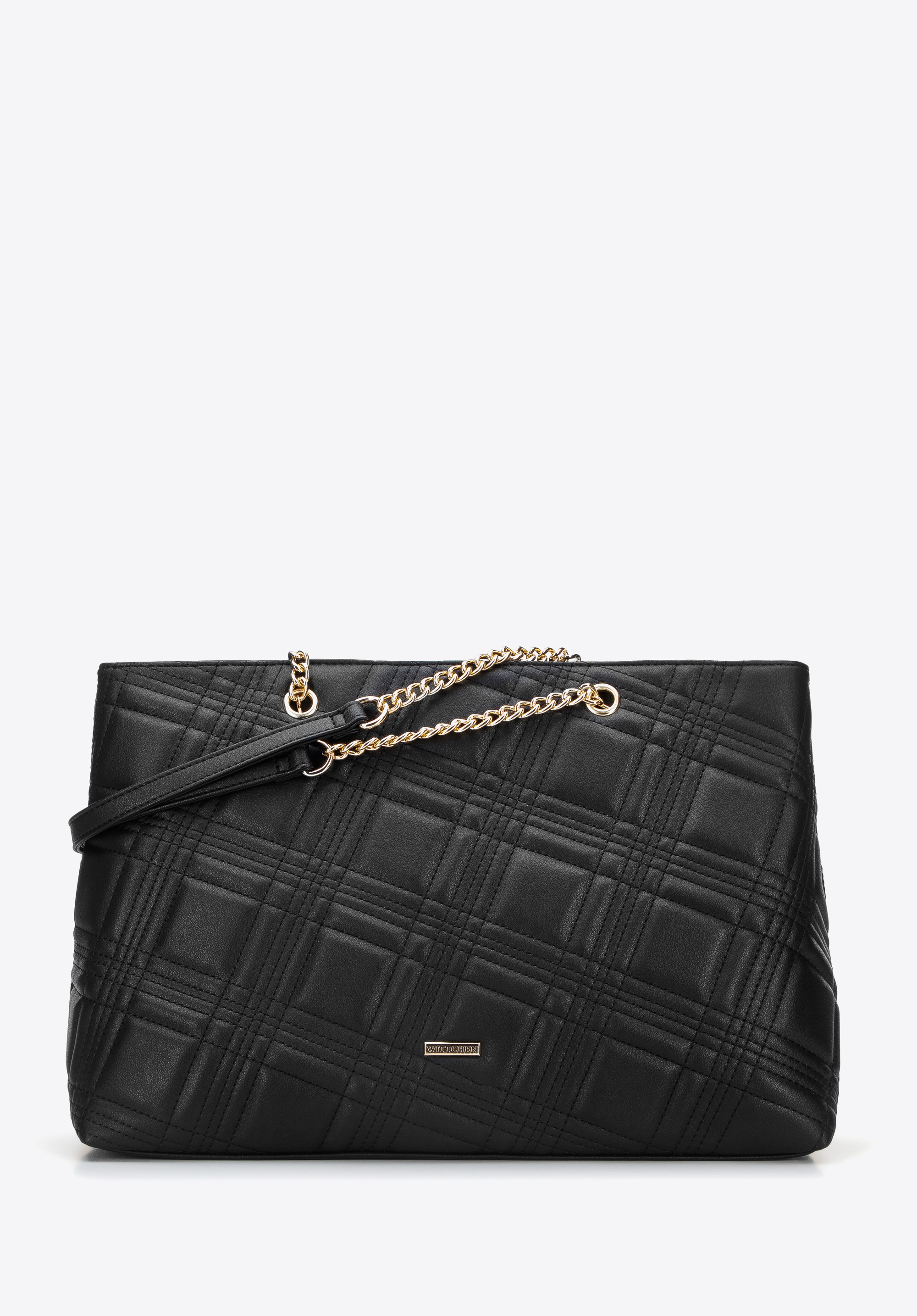 Torebka shopperka z pikowanej ekoskóry na łańcuszku