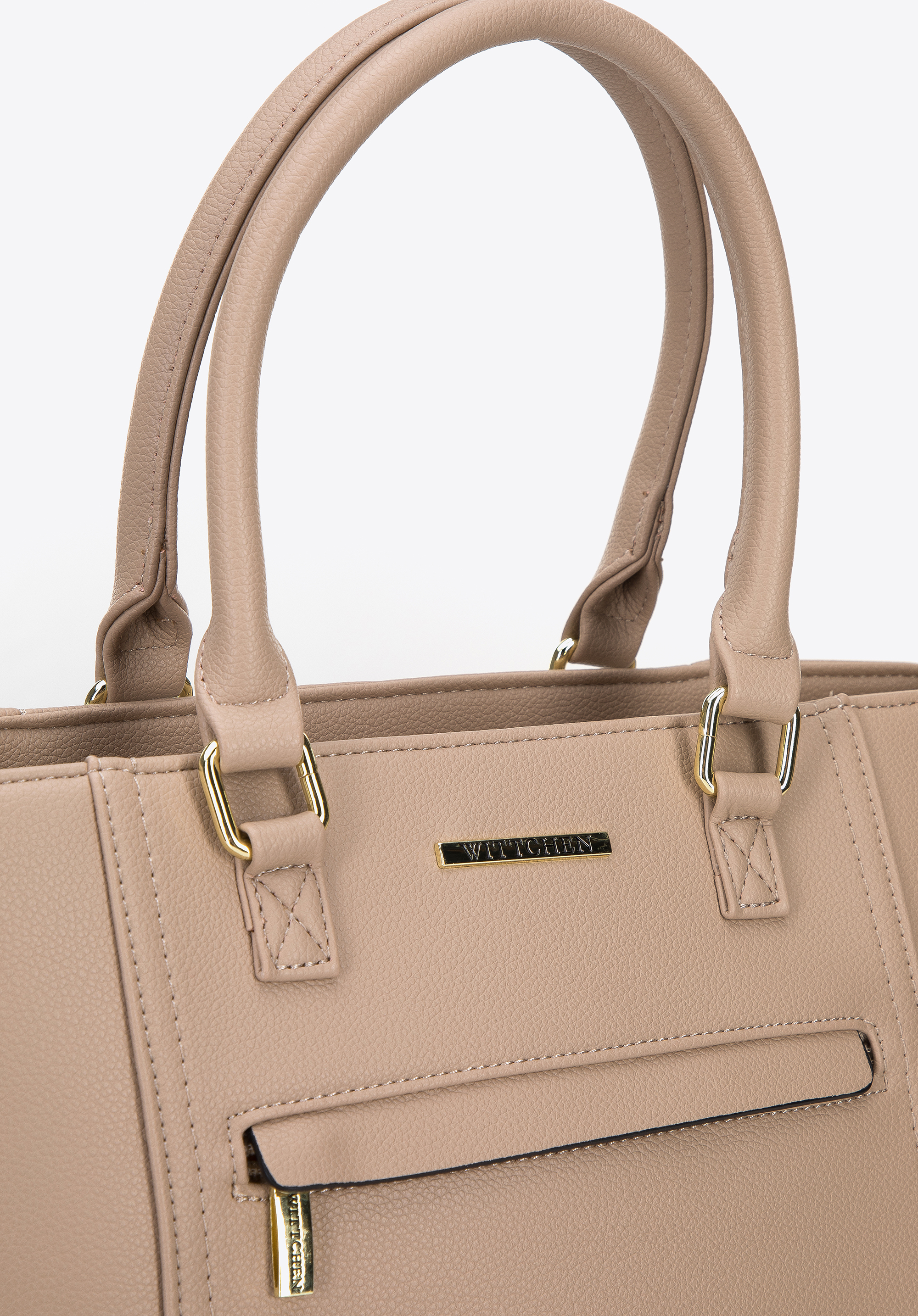 Torebka kuferek z płaską kieszenią z przodu