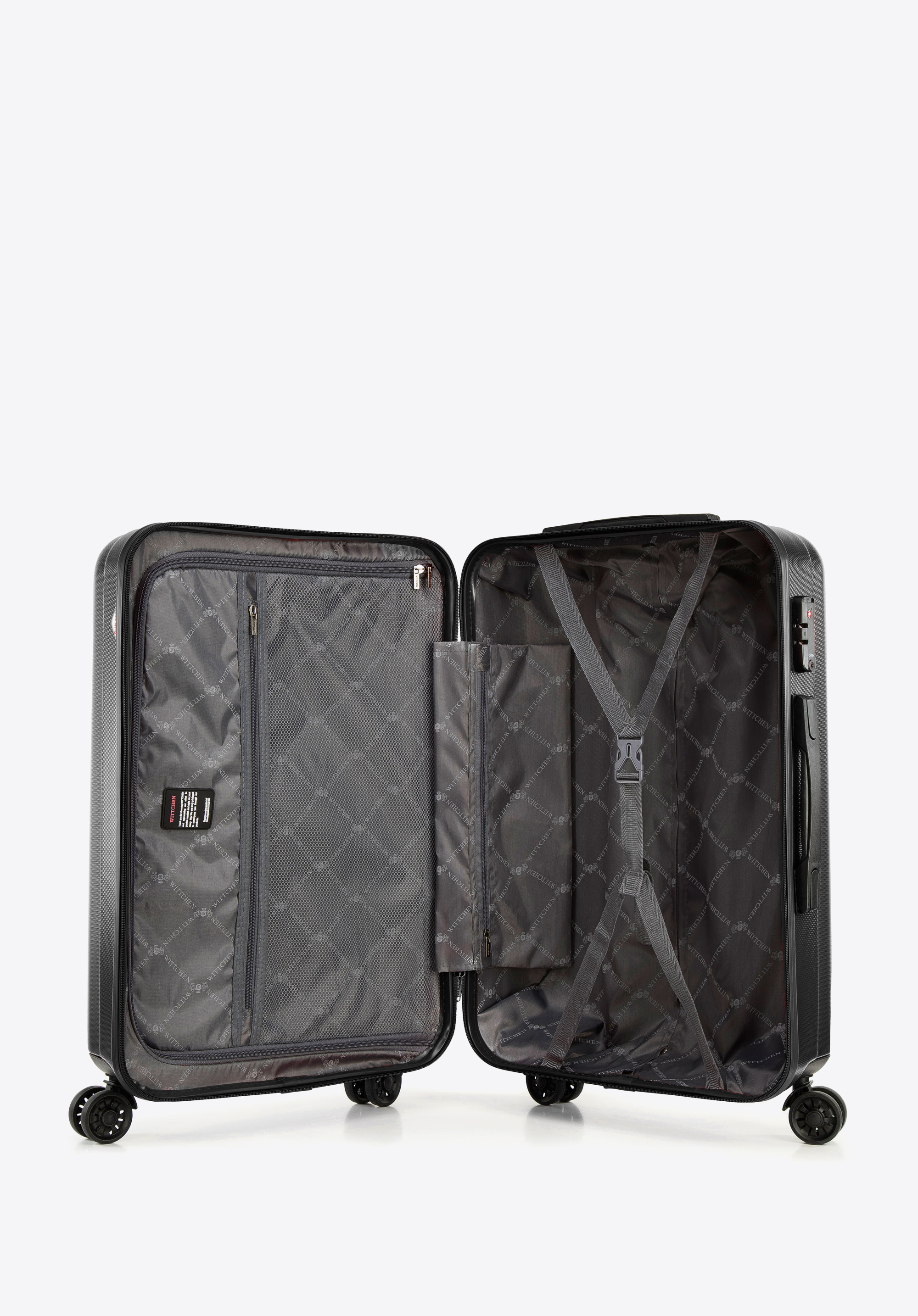 Walizka kabinowa z polikarbonu z pionowymi tłoczeniami