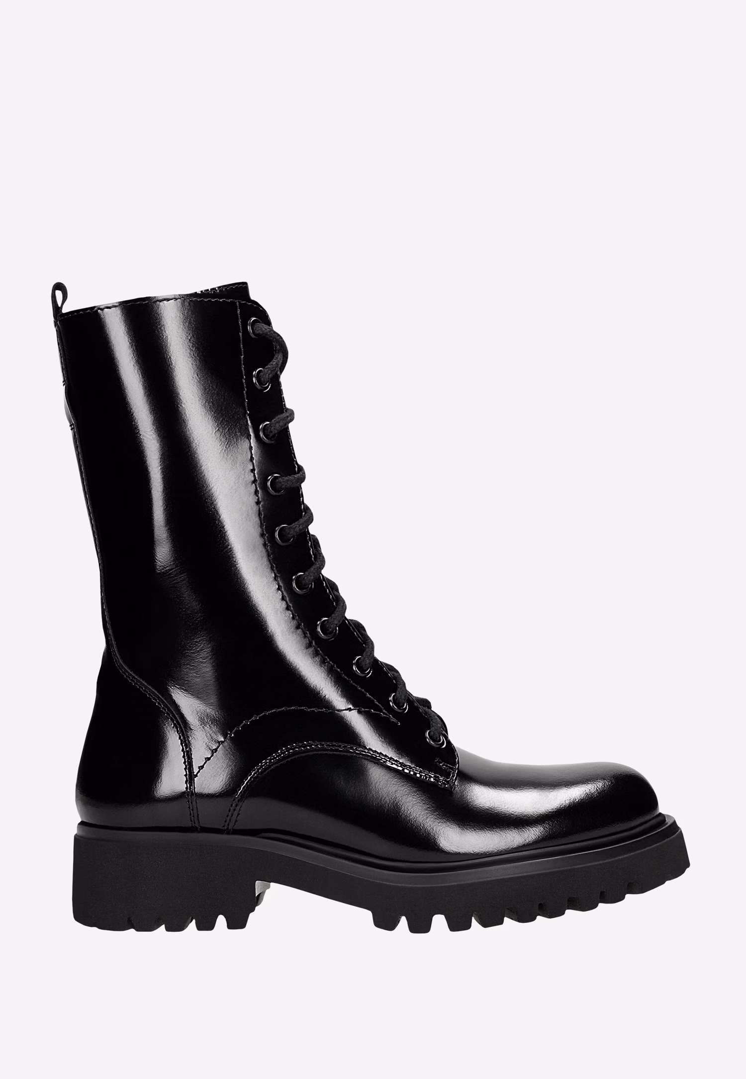 Wysokie lakierowane trzewiki damskie czarne