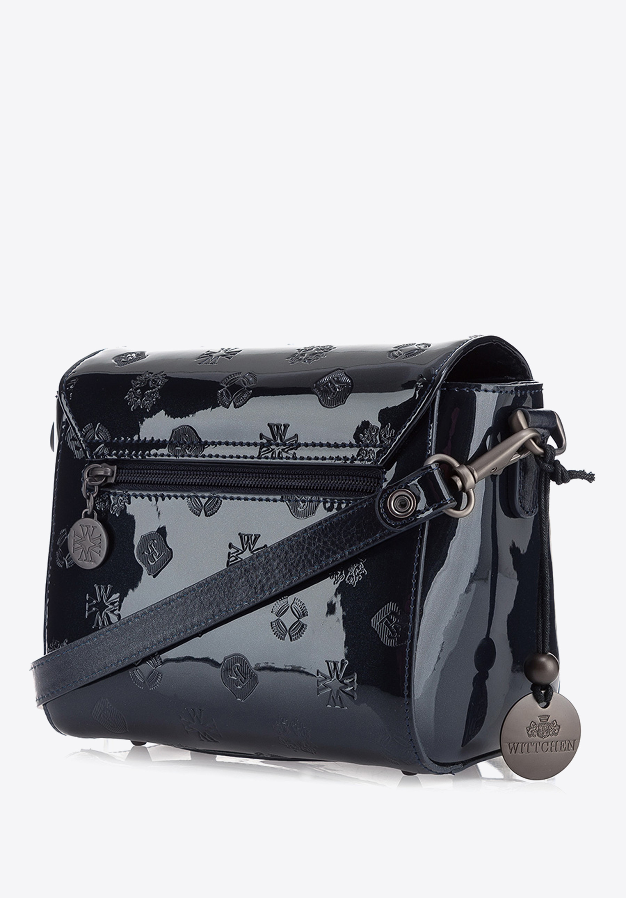 Damska listonoszka ze skóry lakierowanej wytłaczana