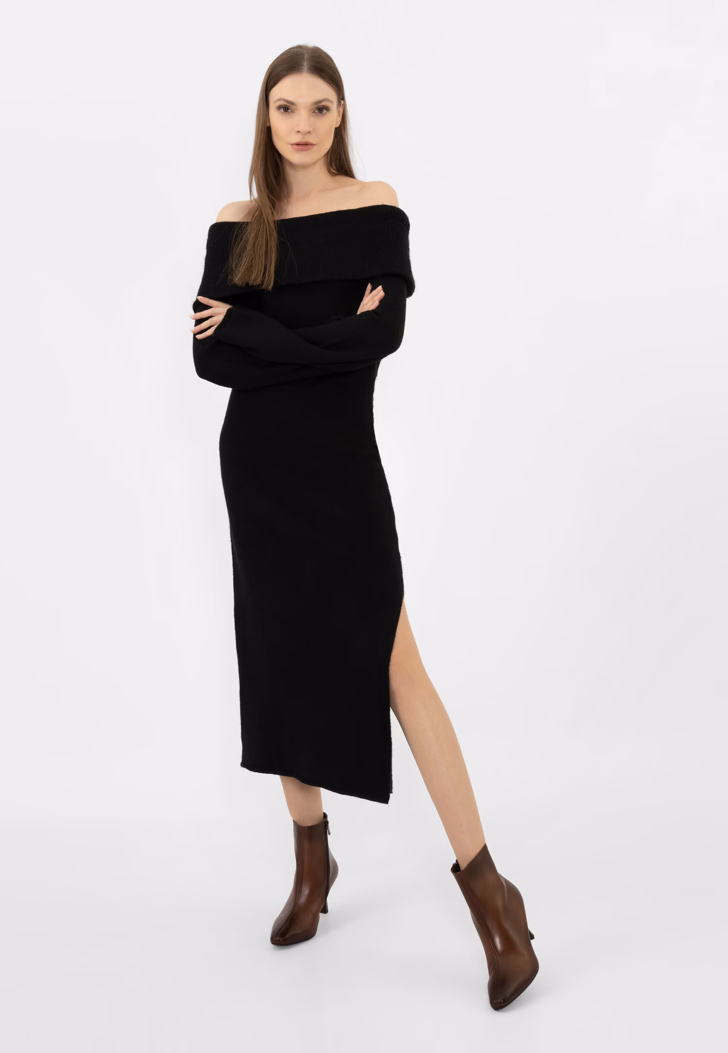 Czarne eleganckie botki damskie na szpilce