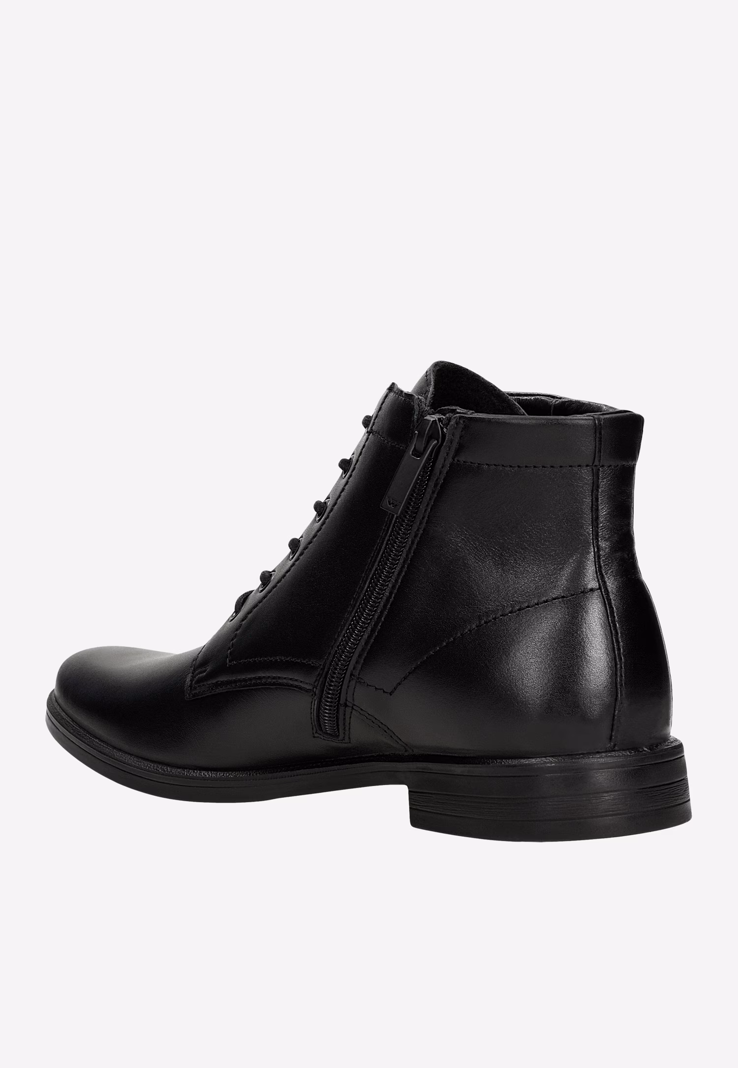 Czarne eleganckie trzewiki męskie ze skóry licowej