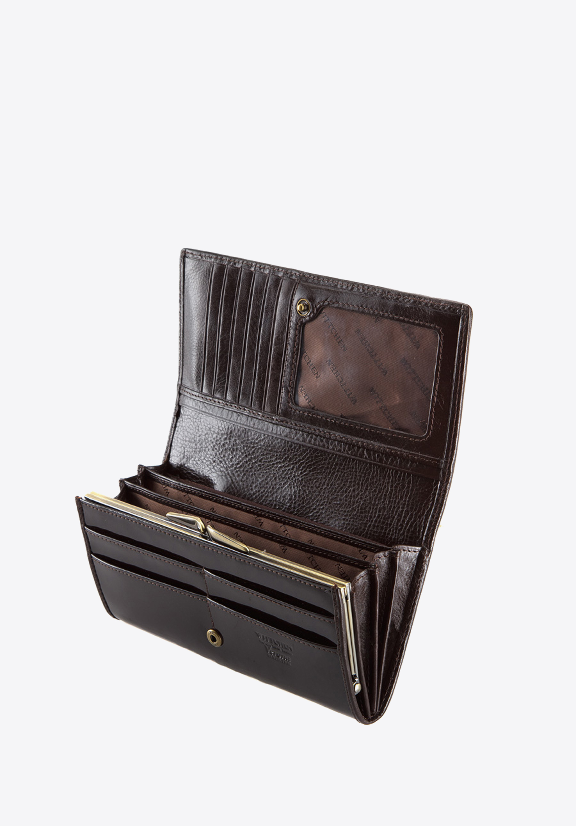 Damski portfel ze skóry lakierowany poziomy