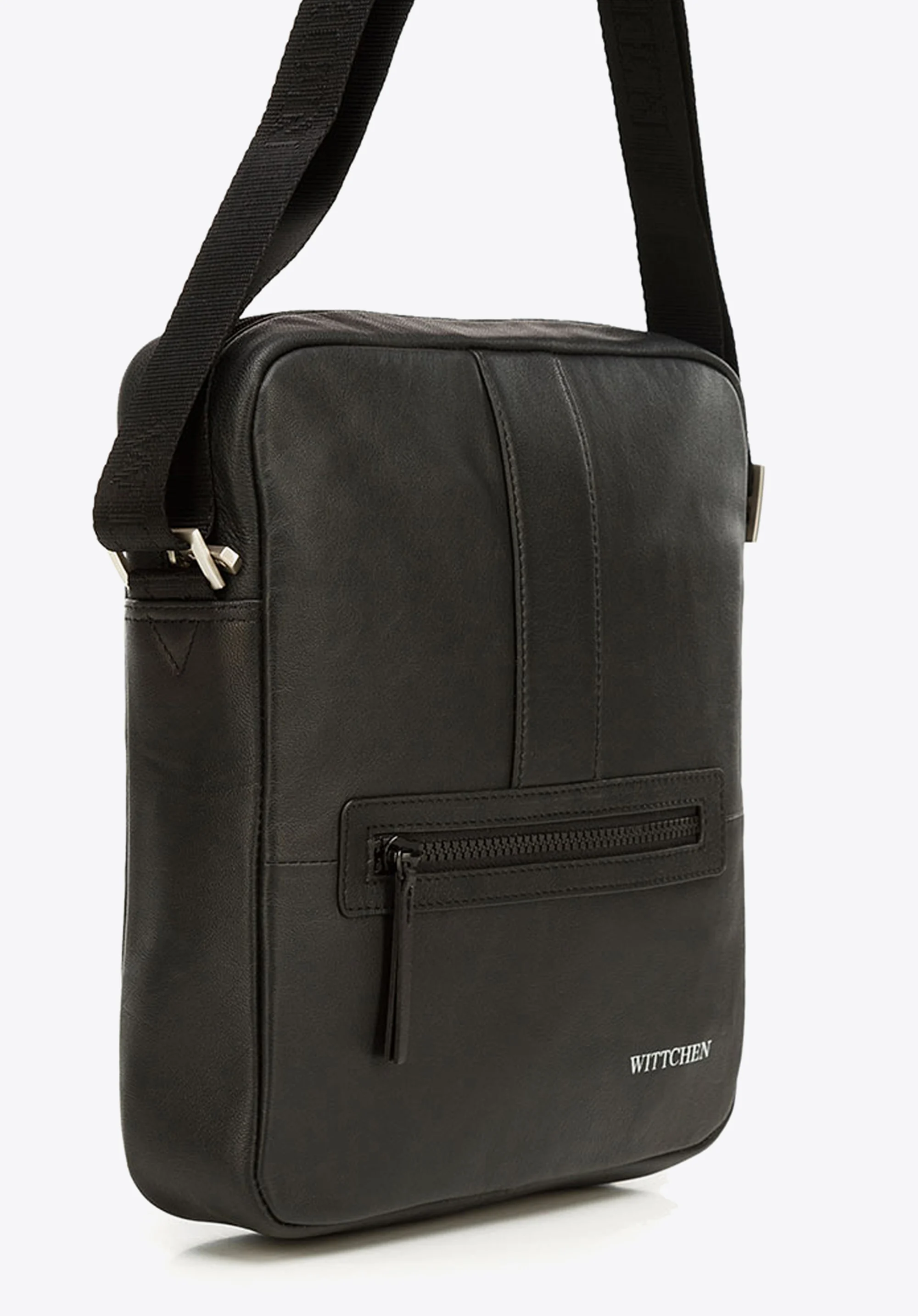 Męska listonoszka skórzana stębnowana średnia