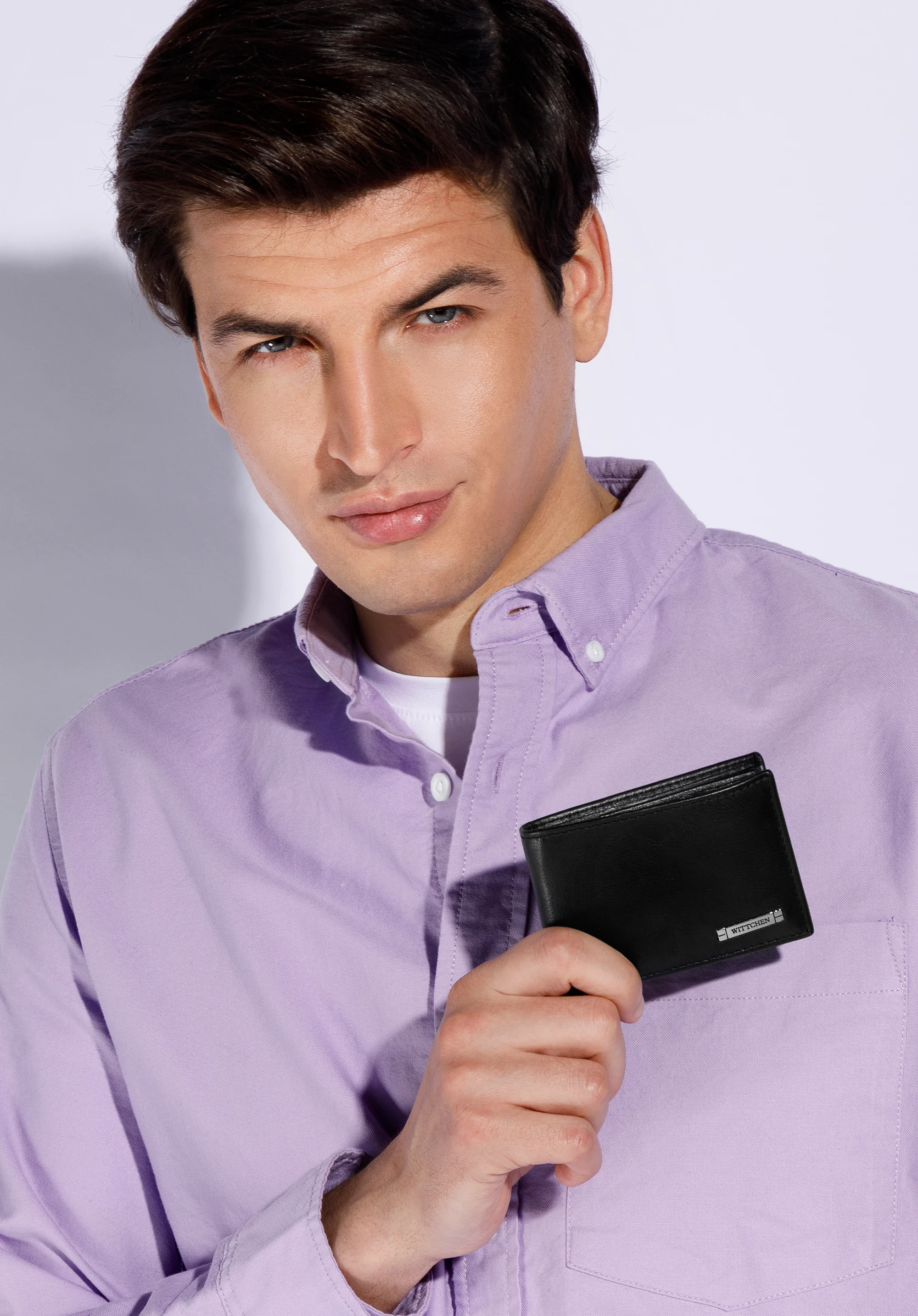 Męski portfel ze skóry bez zapięcia poziomy