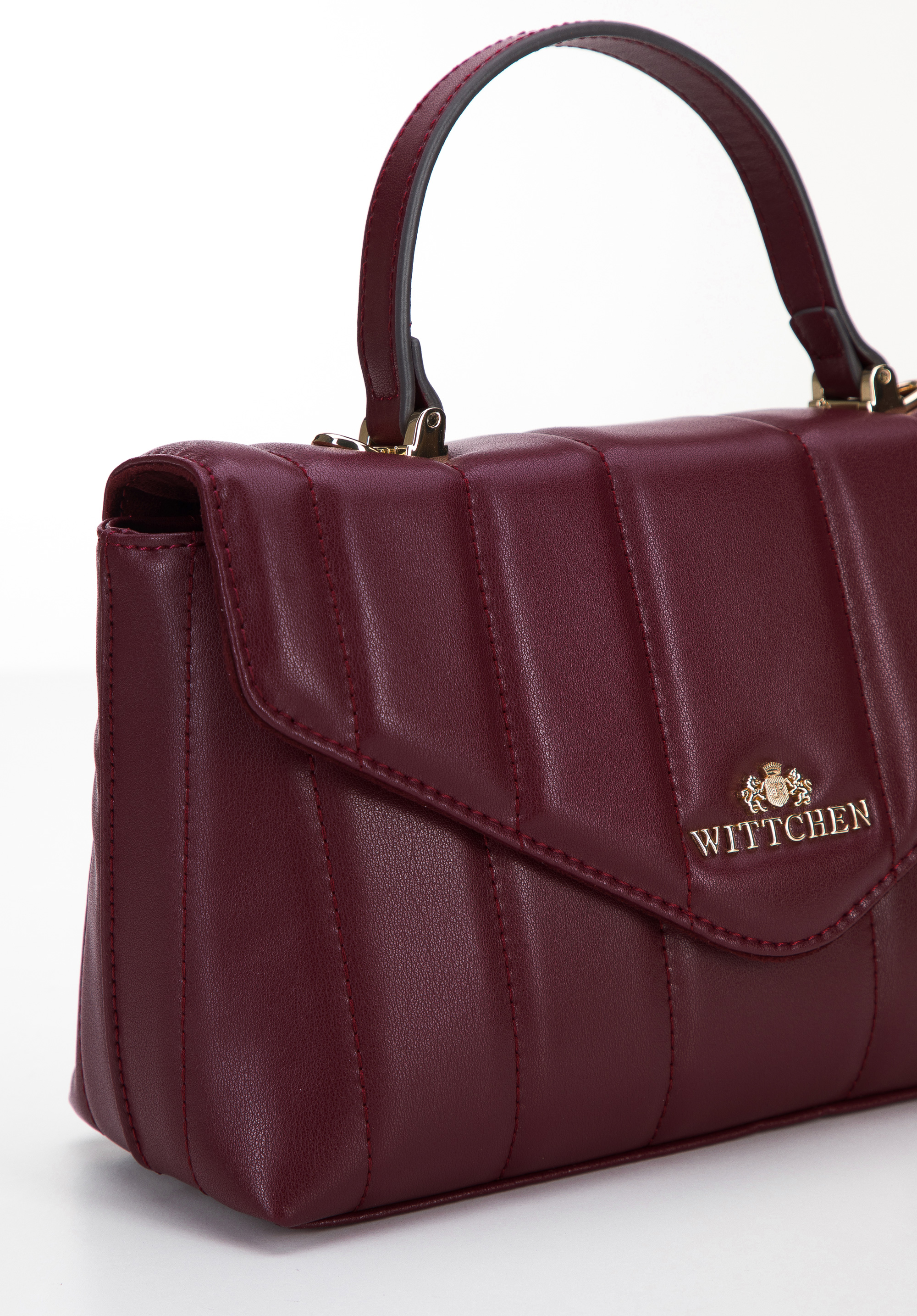 Torebka kuferek skórzana z podłużnym pikowaniem