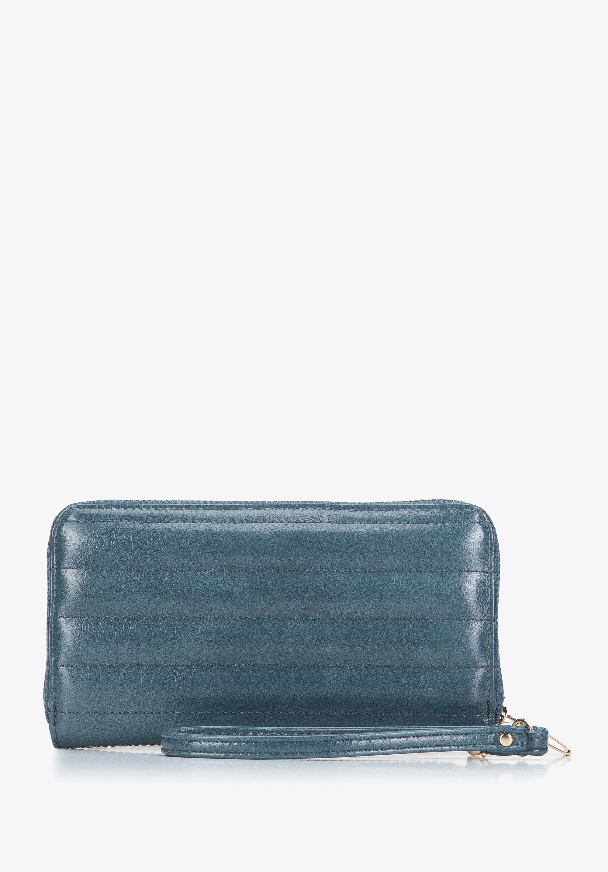 Damski portfel z błyszczącej ekoskóry duży