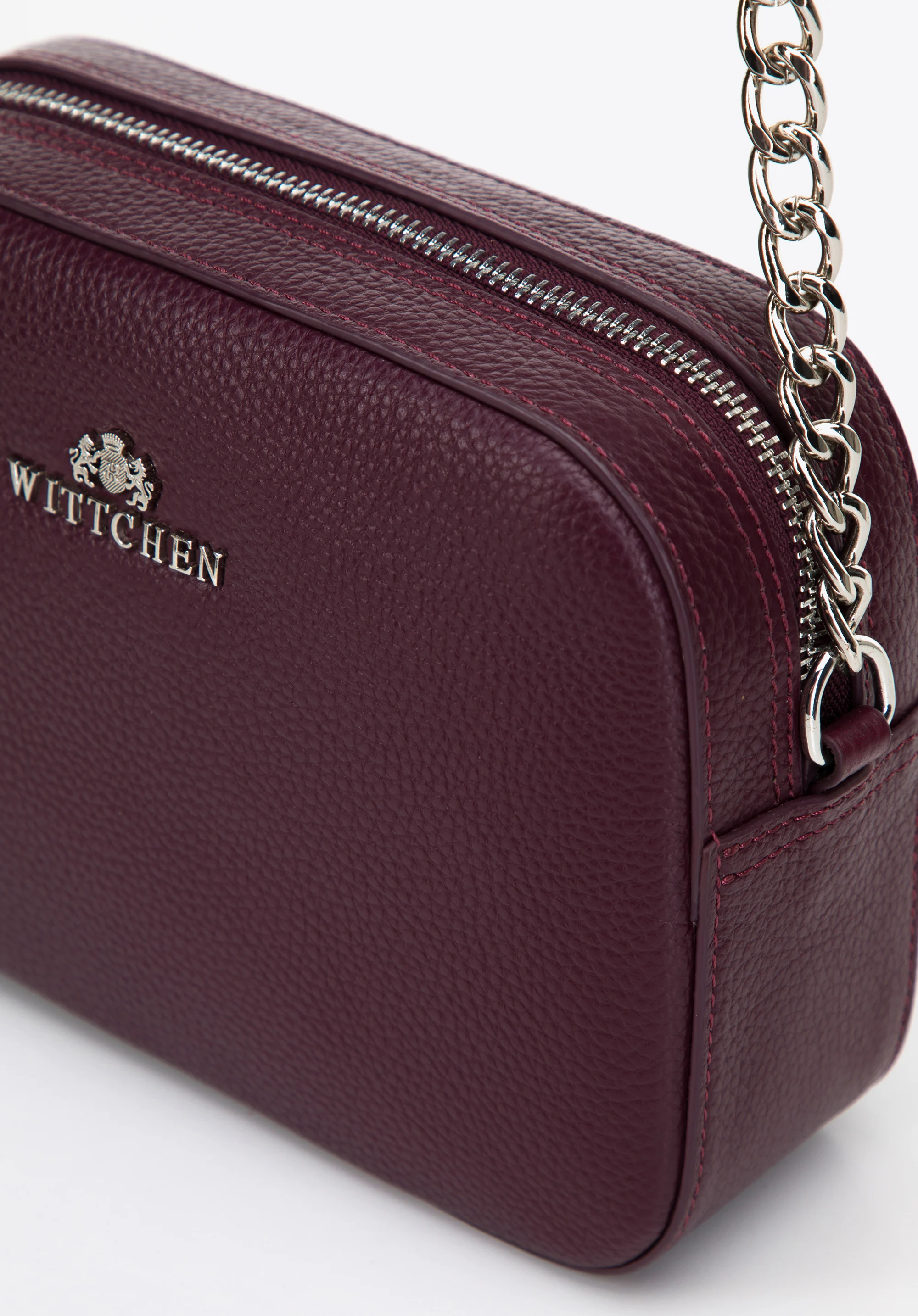 Damska listonoszka skórzana pudełkowa na łańcuszku