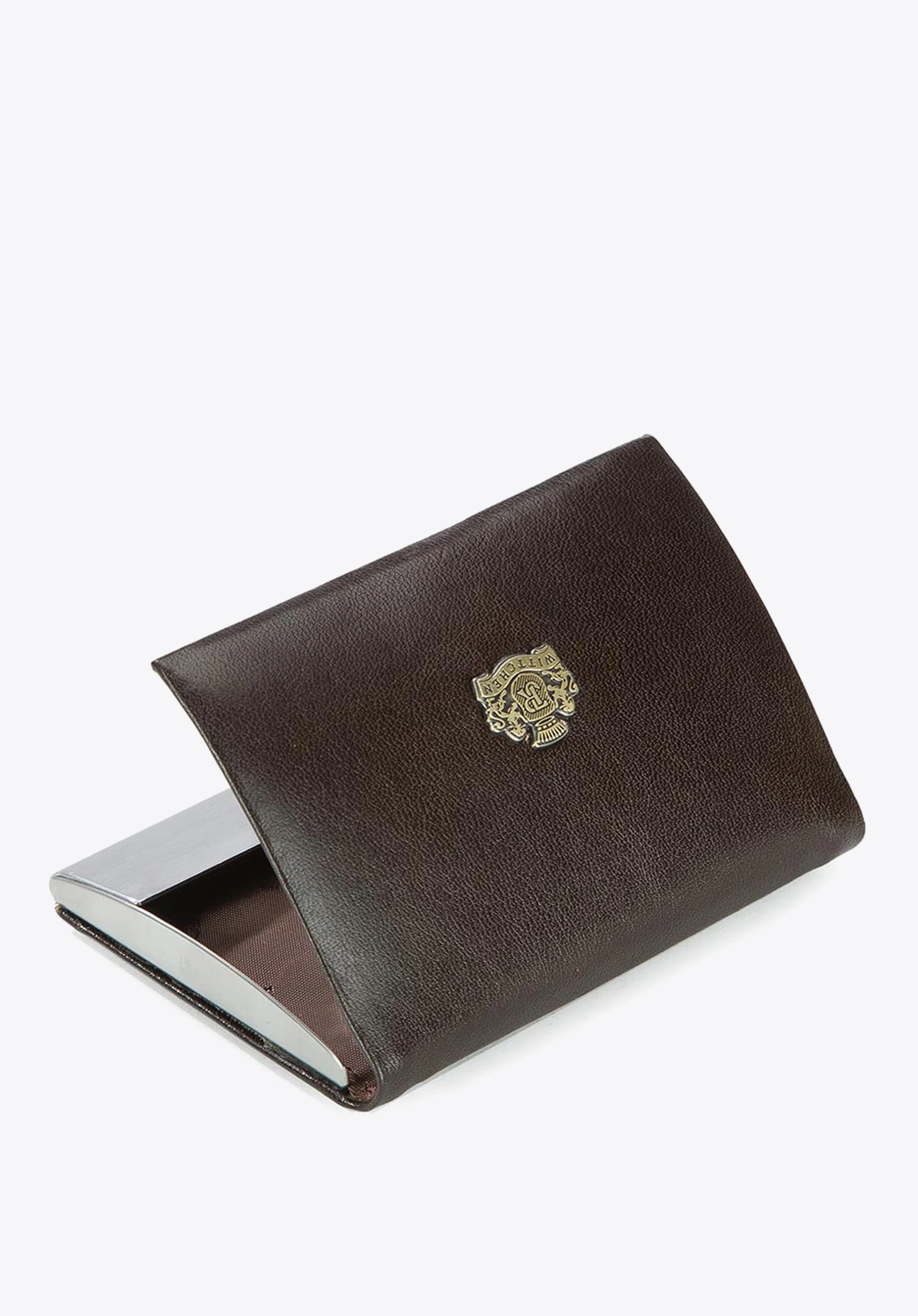 Etui na wizytówki ze skóry z herbem klasyczne