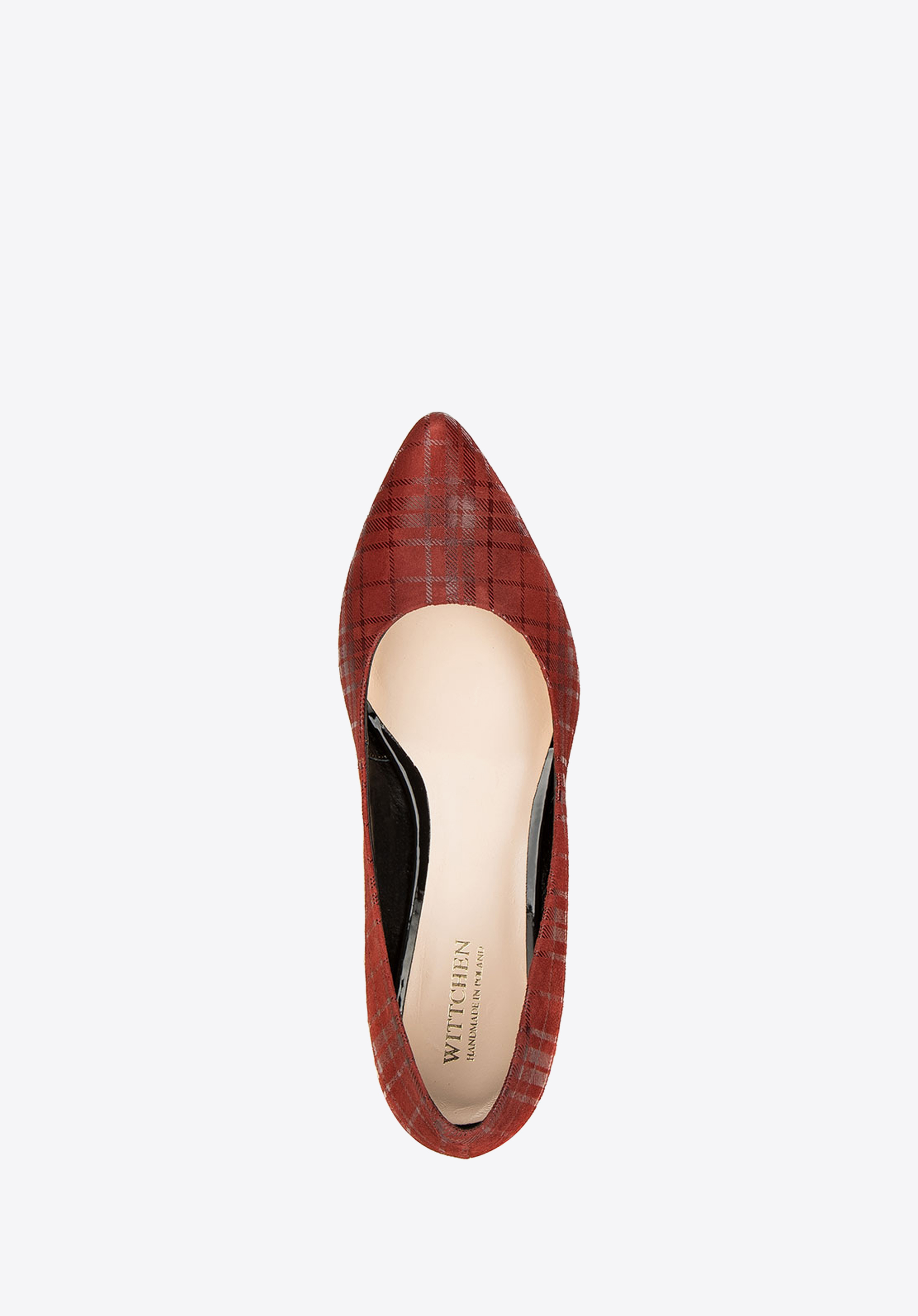 Czółenka z nubuku w kratę