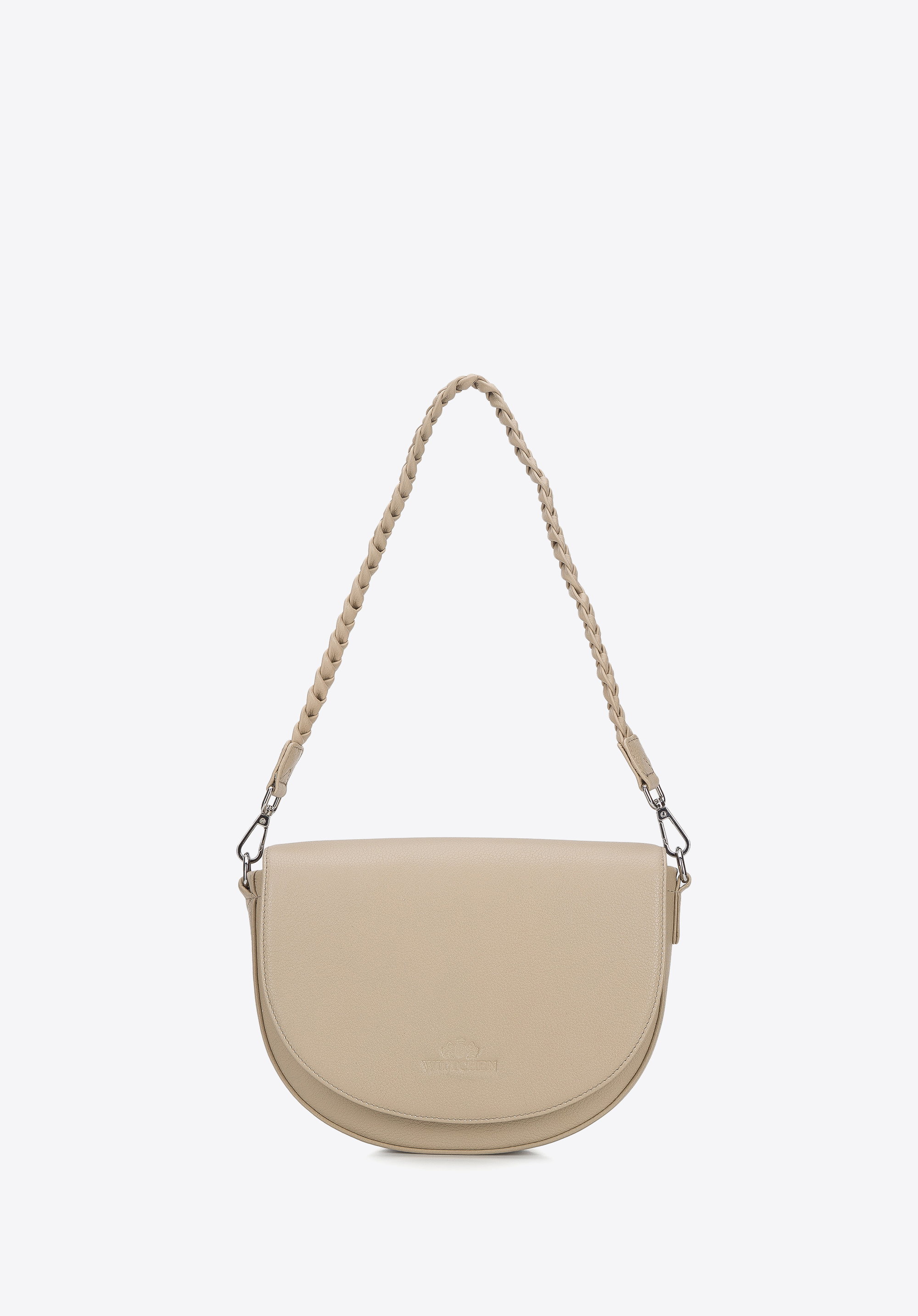 Torebka saddle bag skórzana z plecionym paskiem