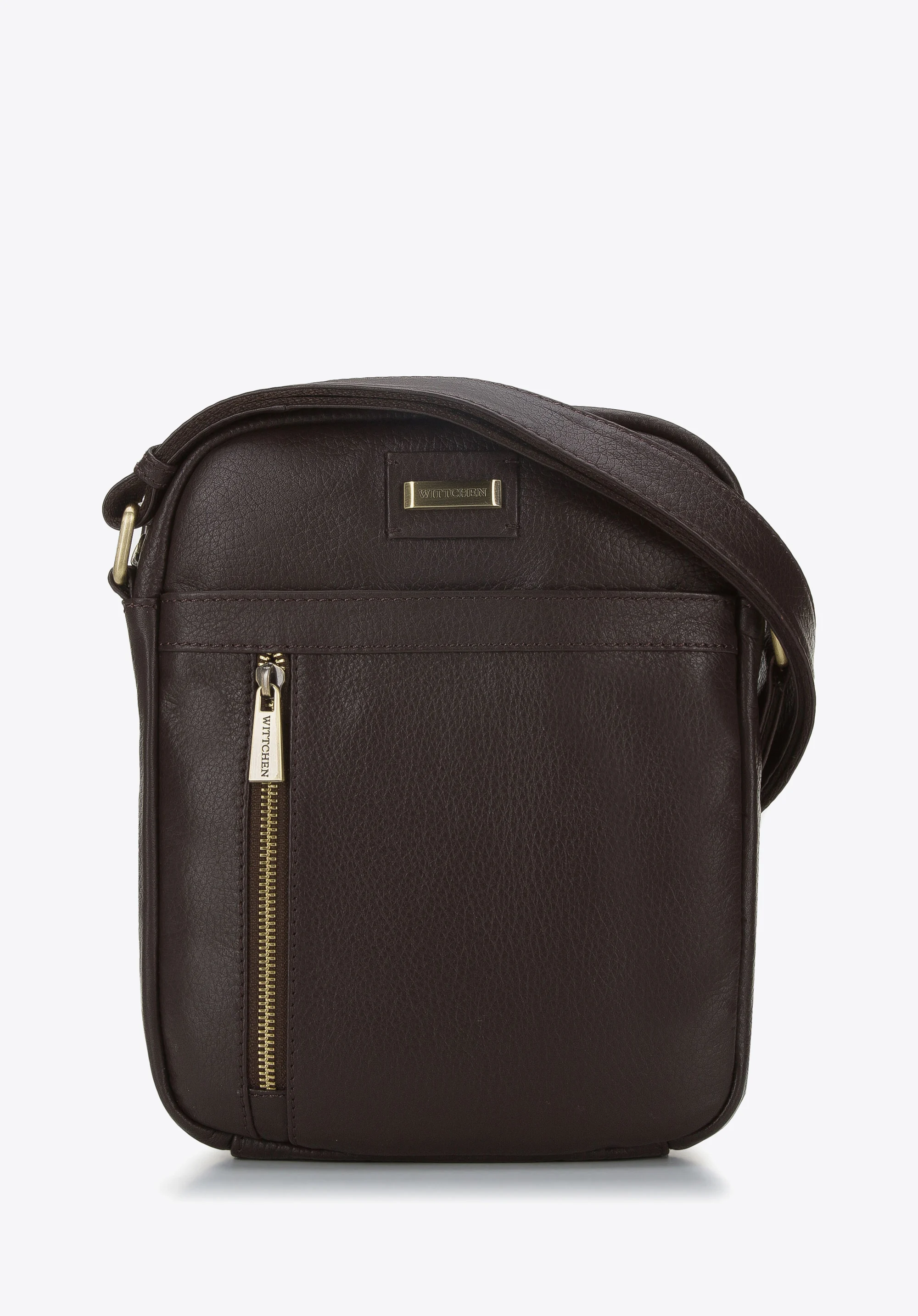 Męska listonoszka skórzana z pionowym suwakiem