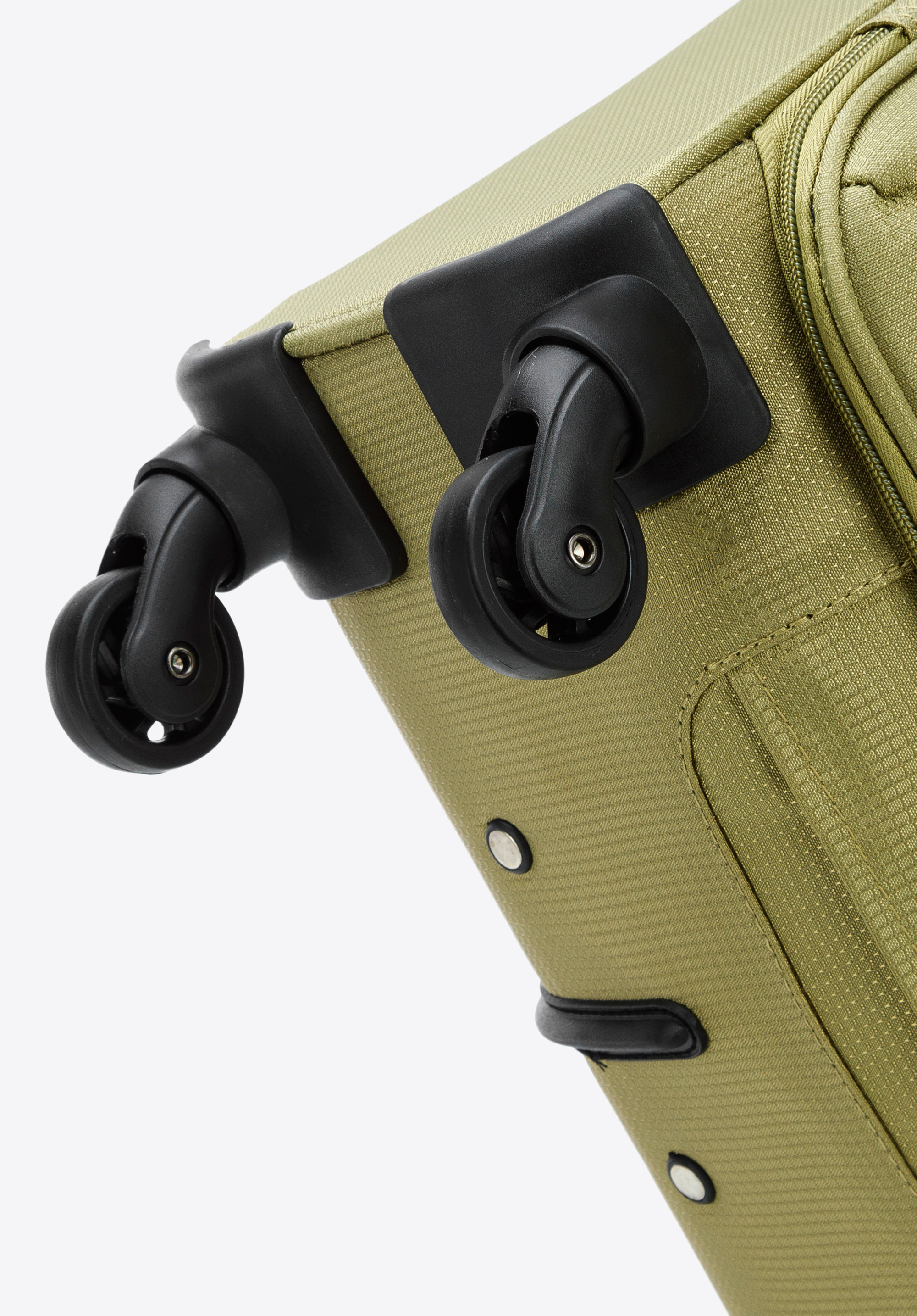 Średnia walizka miękka z błyszczącym suwakiem z przodu