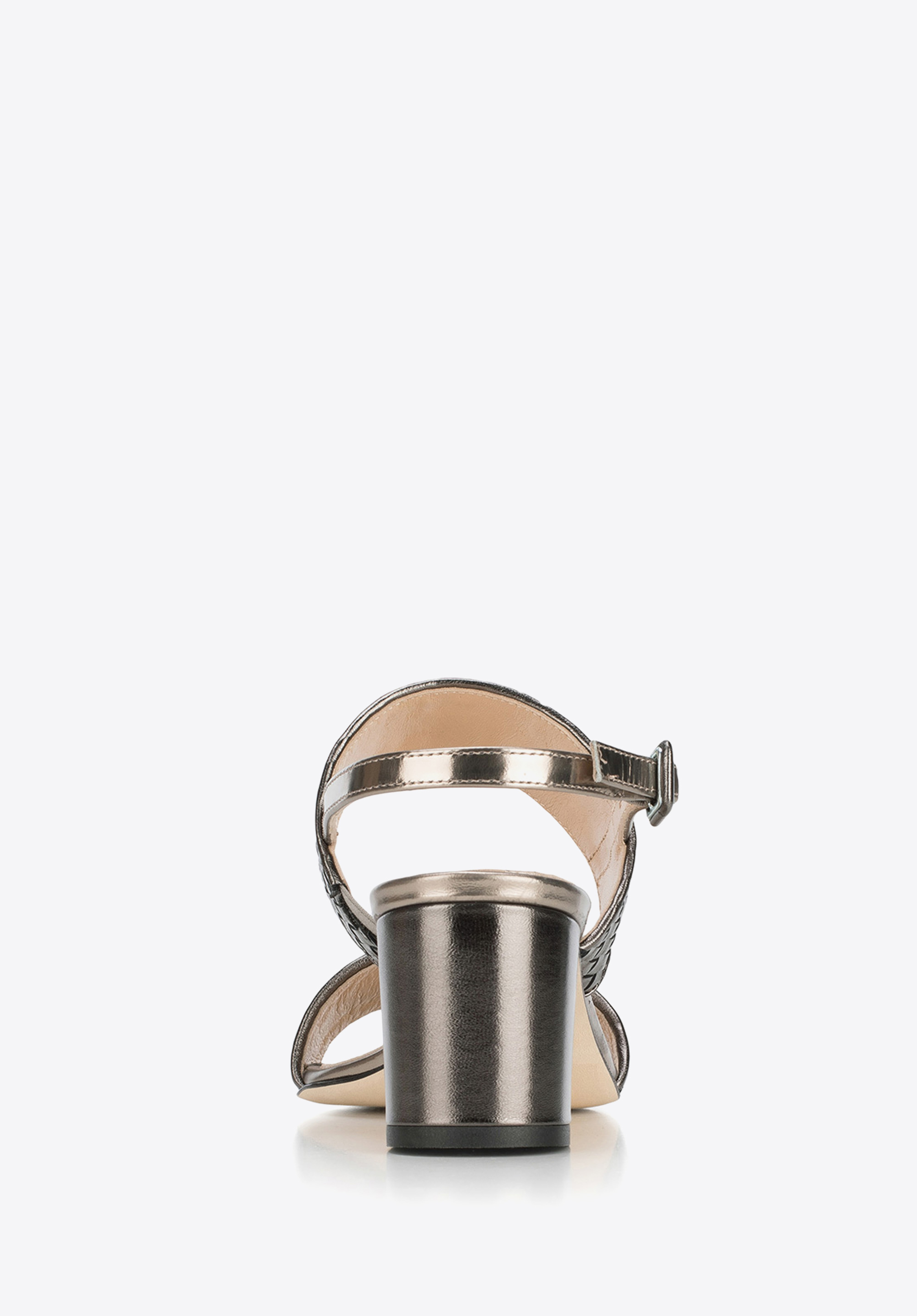 Damskie sandały ze skóry metaliczne