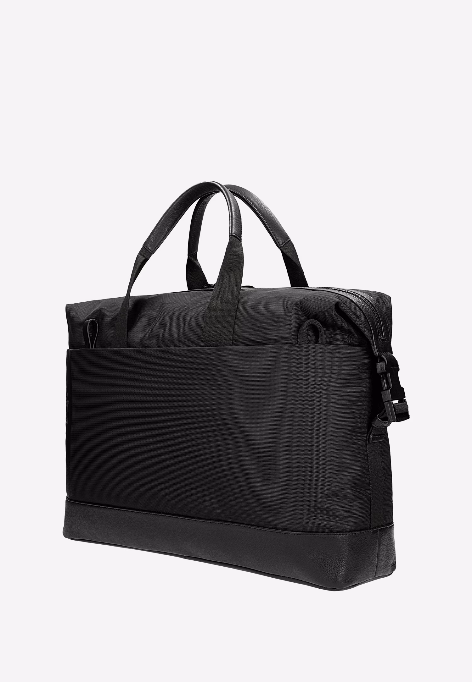 Czarna weekendowa torba męska RELAKS z tkaniny i skóry licowej