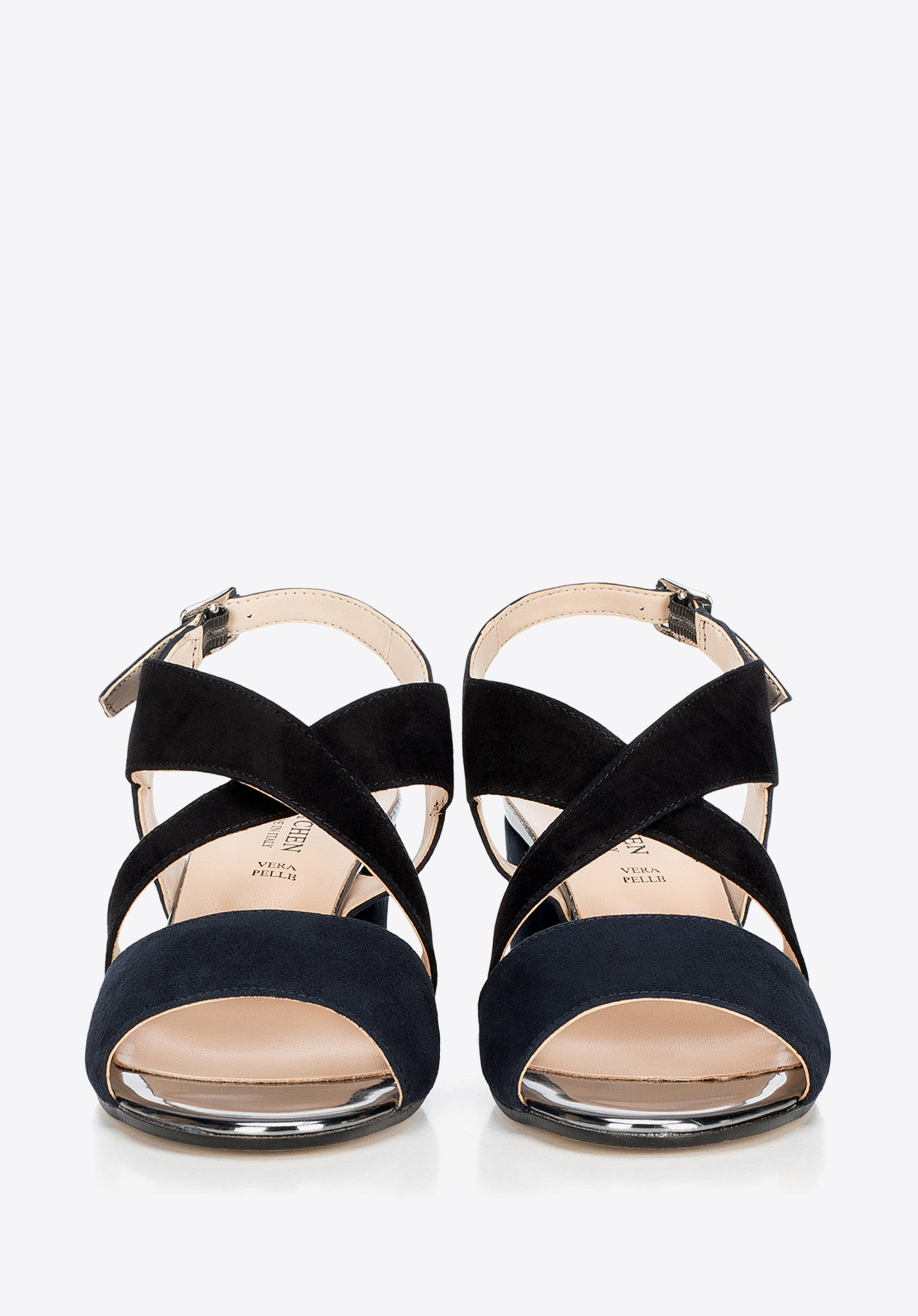 Damskie sandały zamszowe z szerokimi paskami