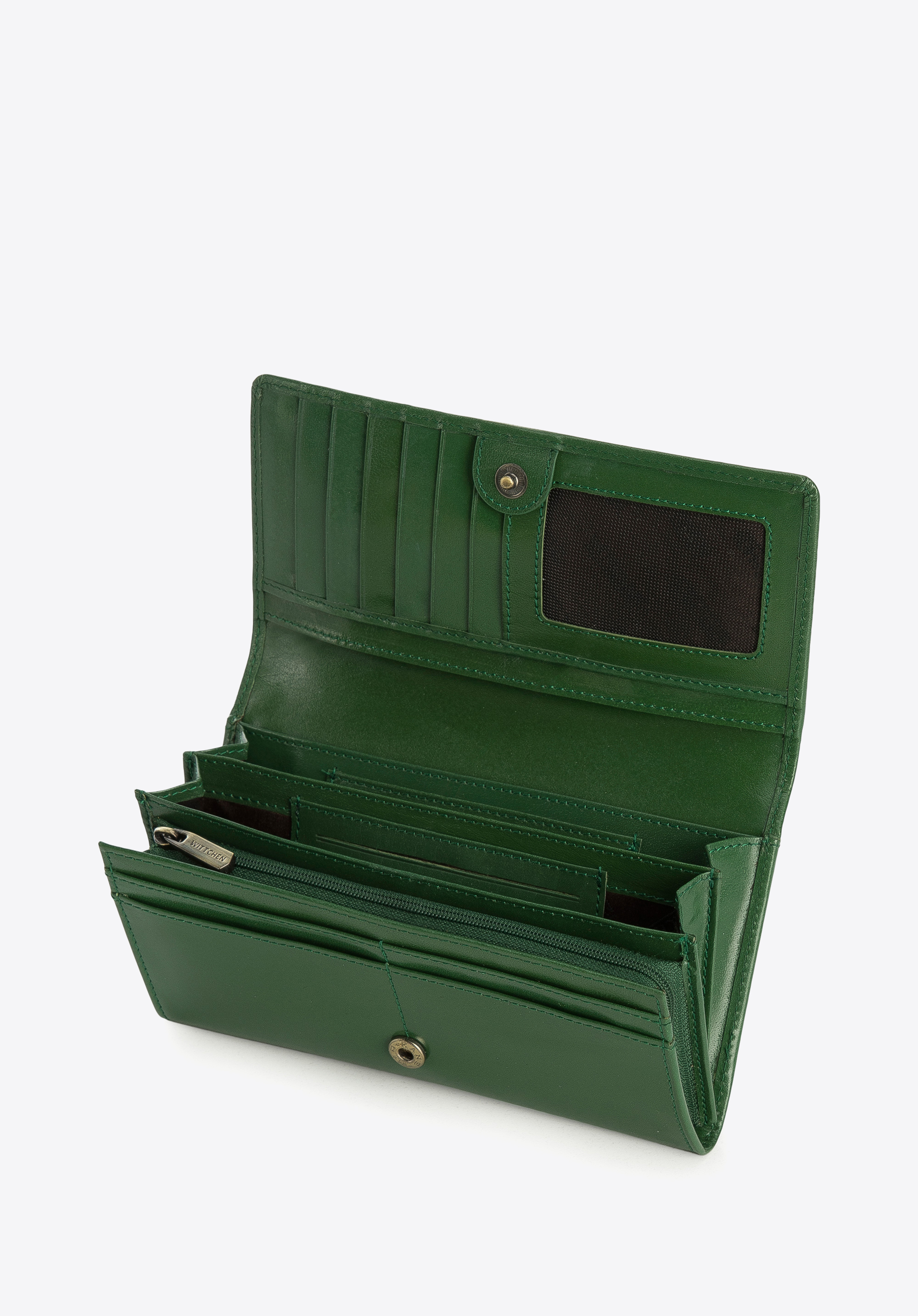 Damski portfel z gładkiej skóry poziomy