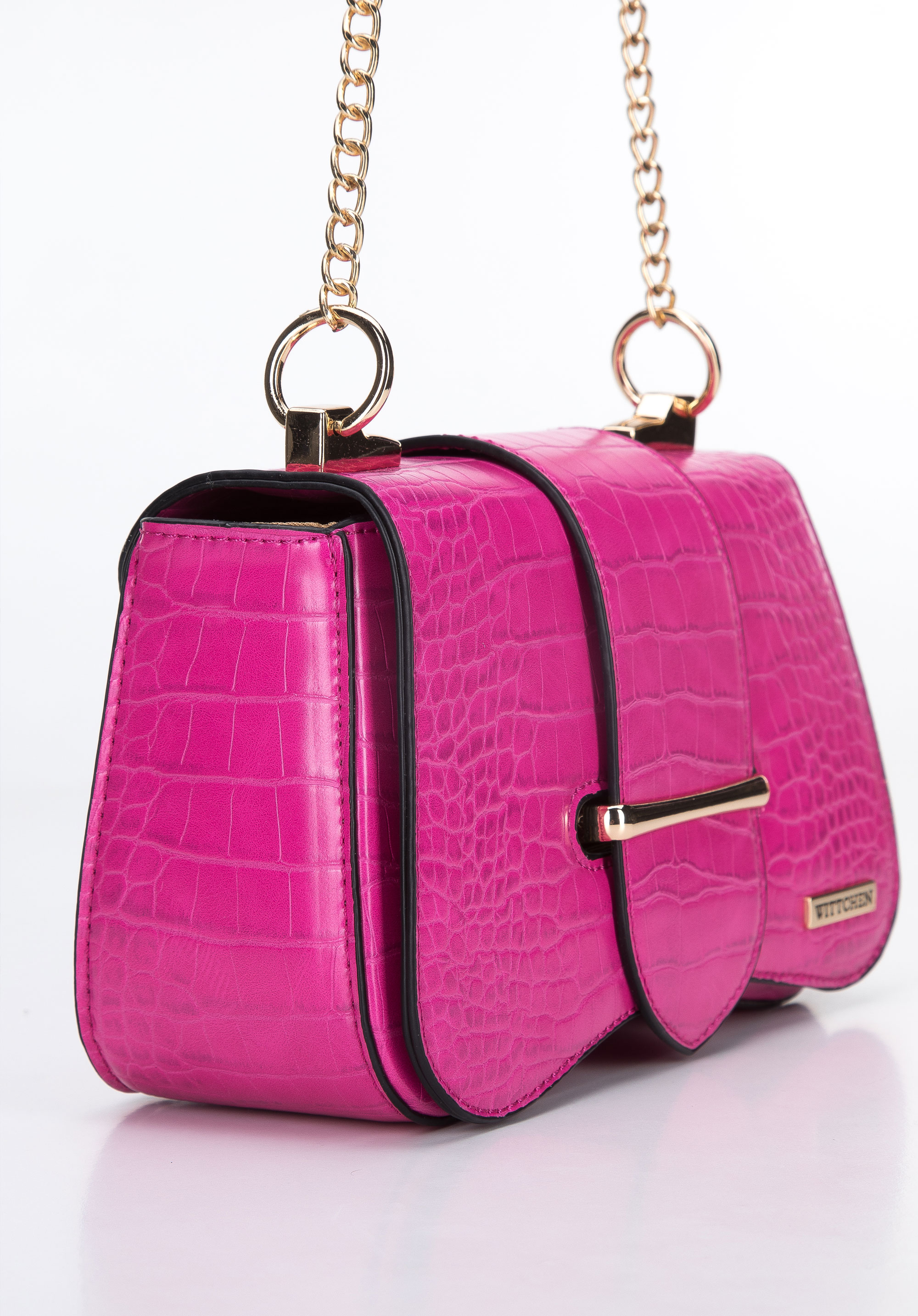 Damska listonoszka z ekoskóry croco na łańcuszku