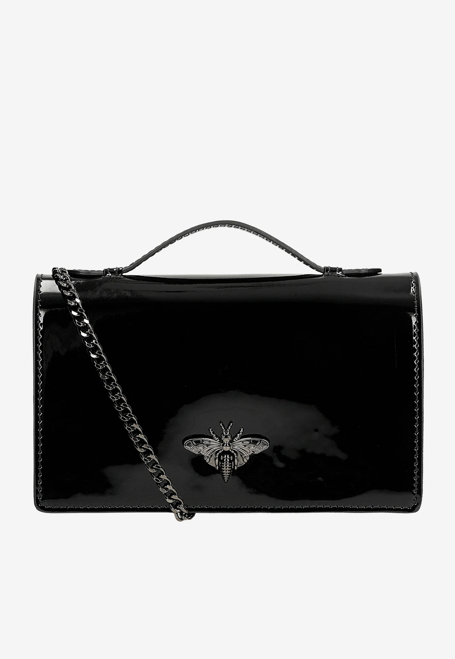 Beżowa skórzana torebka z owadem