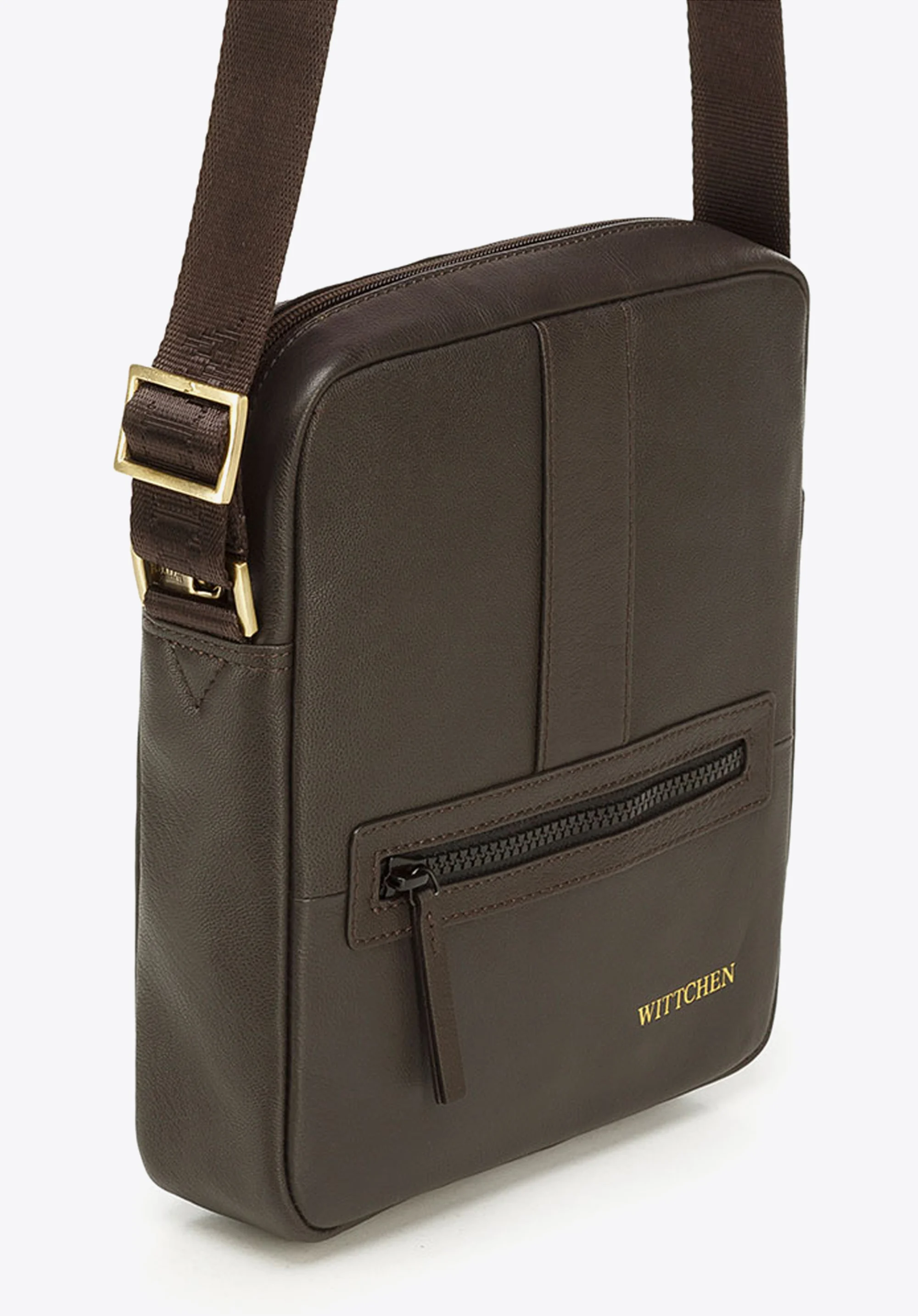 Męska listonoszka skórzana stębnowana mała