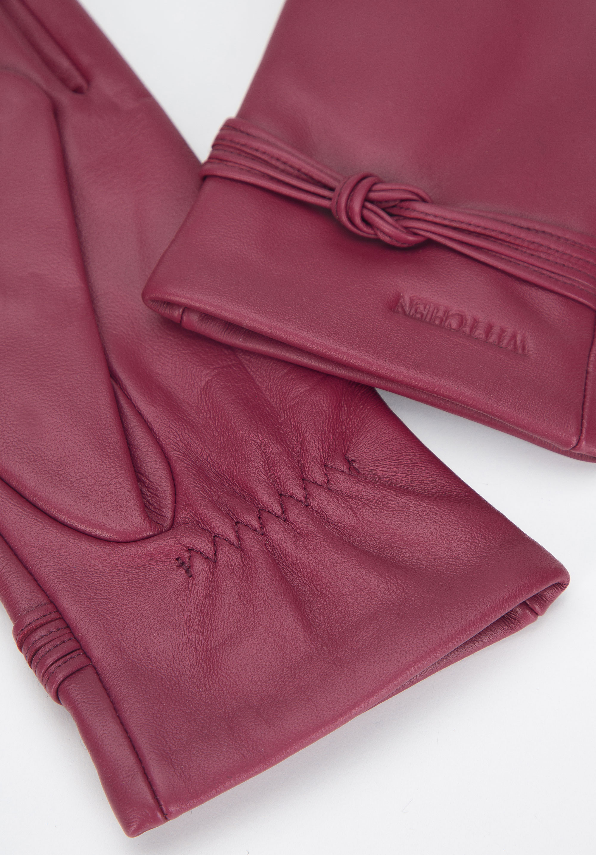 Damskie rękawiczki skórzane z supełkiem