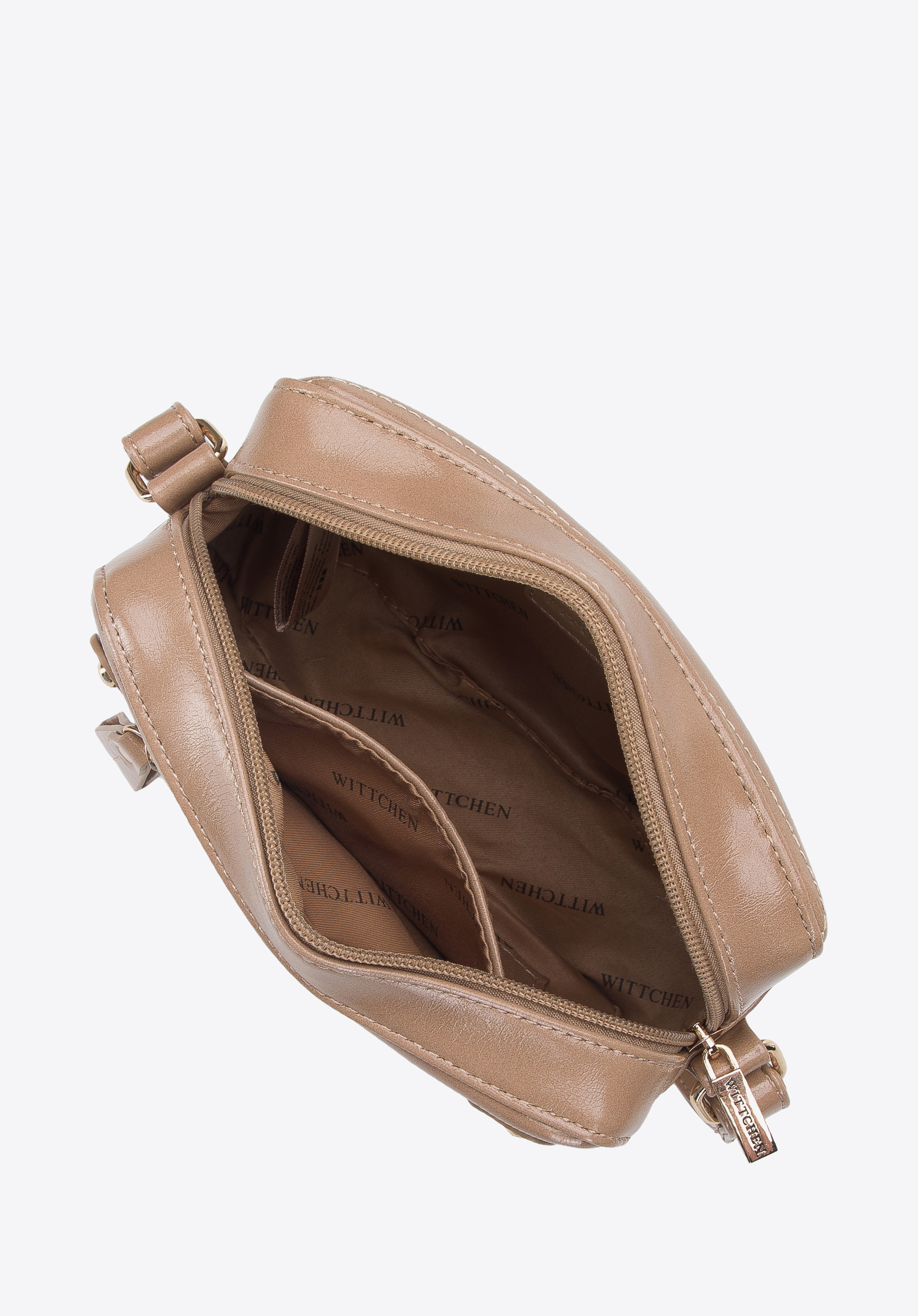 Damska listonoszka z błyszczącej ekoskóry pikowana