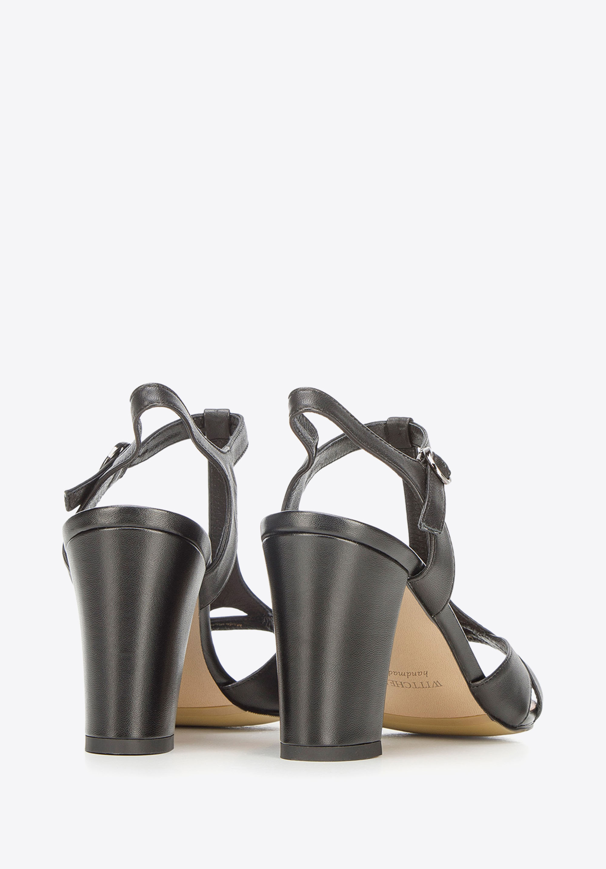 Damskie sandały ze skóry na słupku