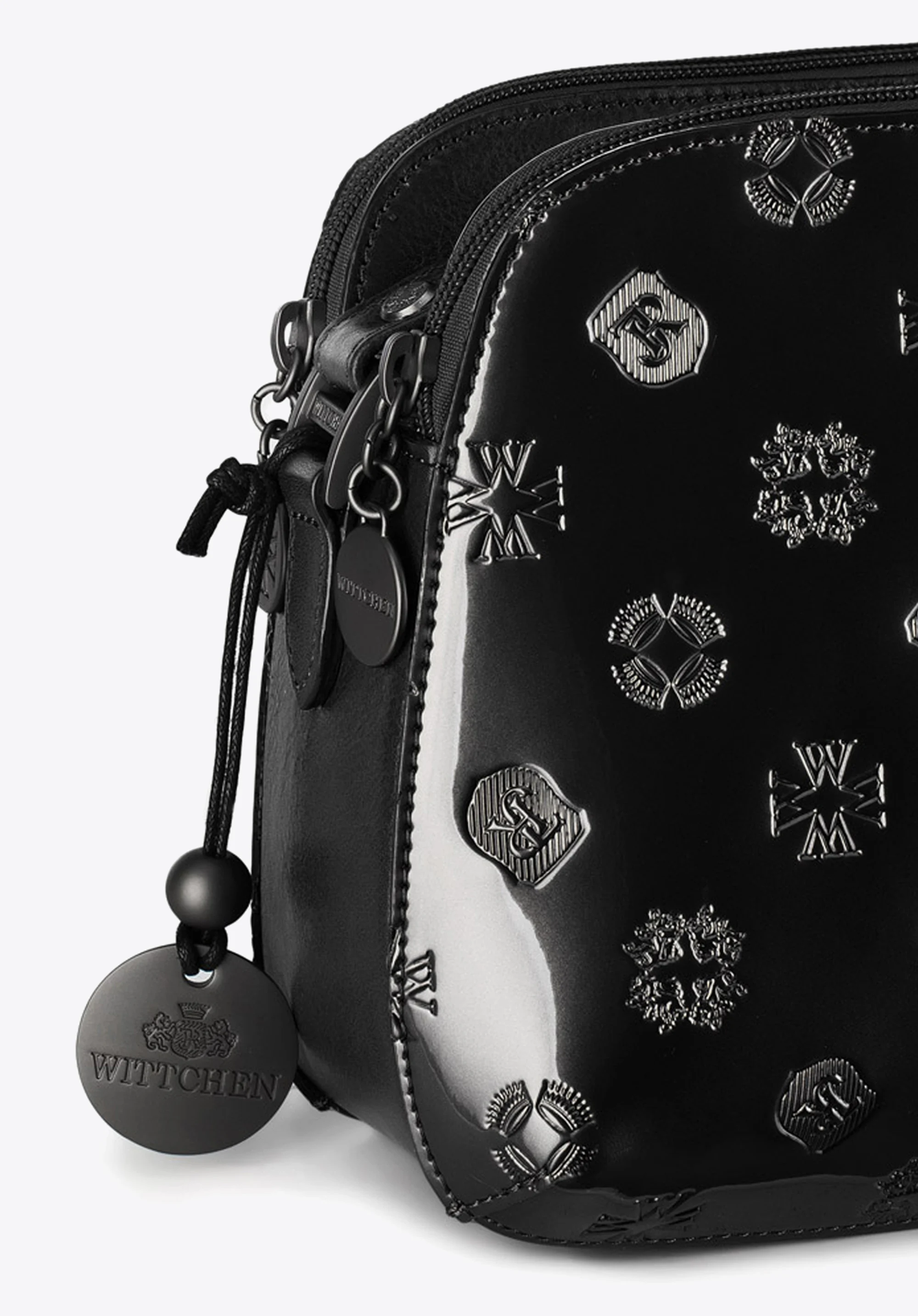 Damska listonoszka skórzana lakierowana z monogramem