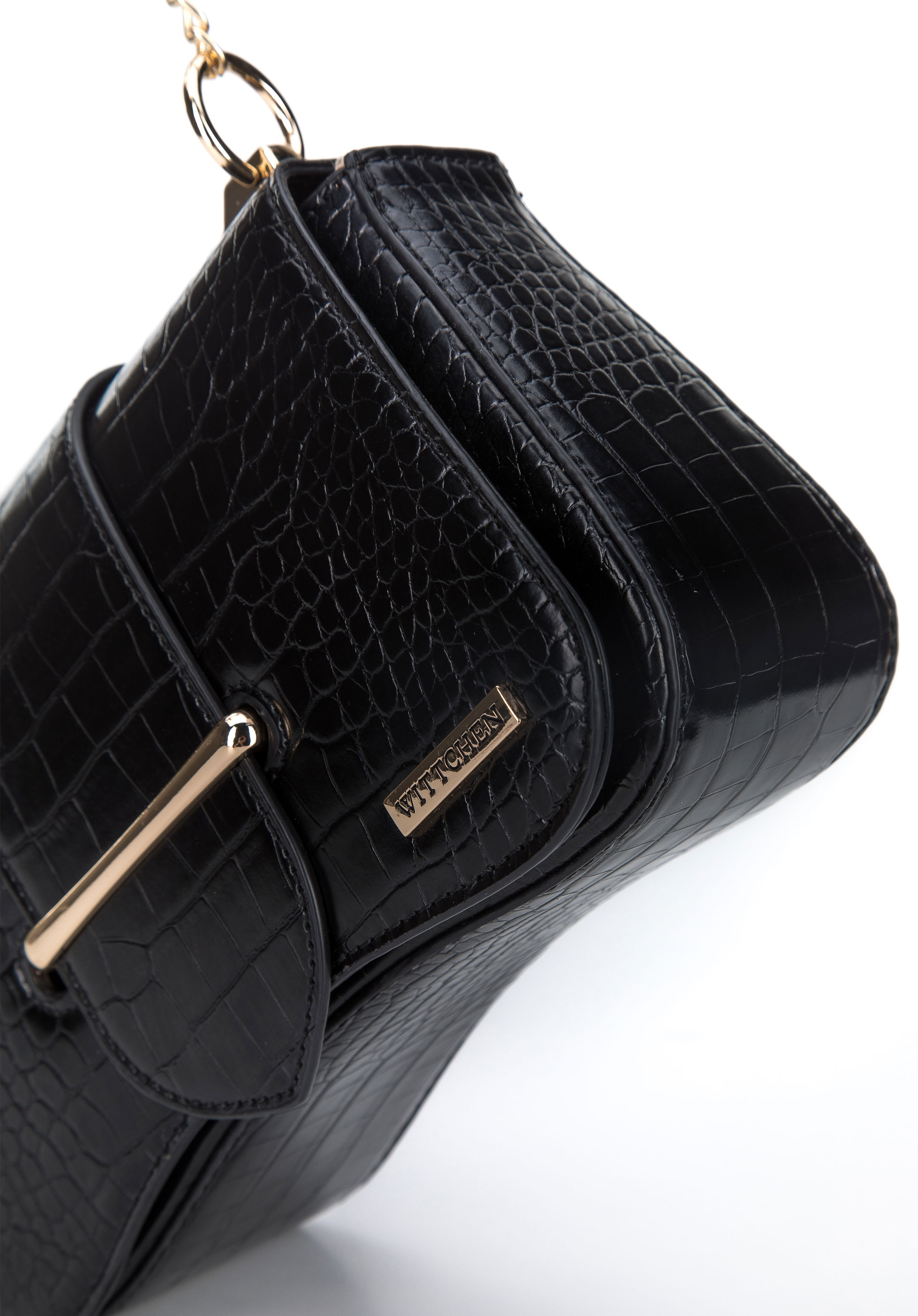 Damska listonoszka z ekoskóry croco na łańcuszku