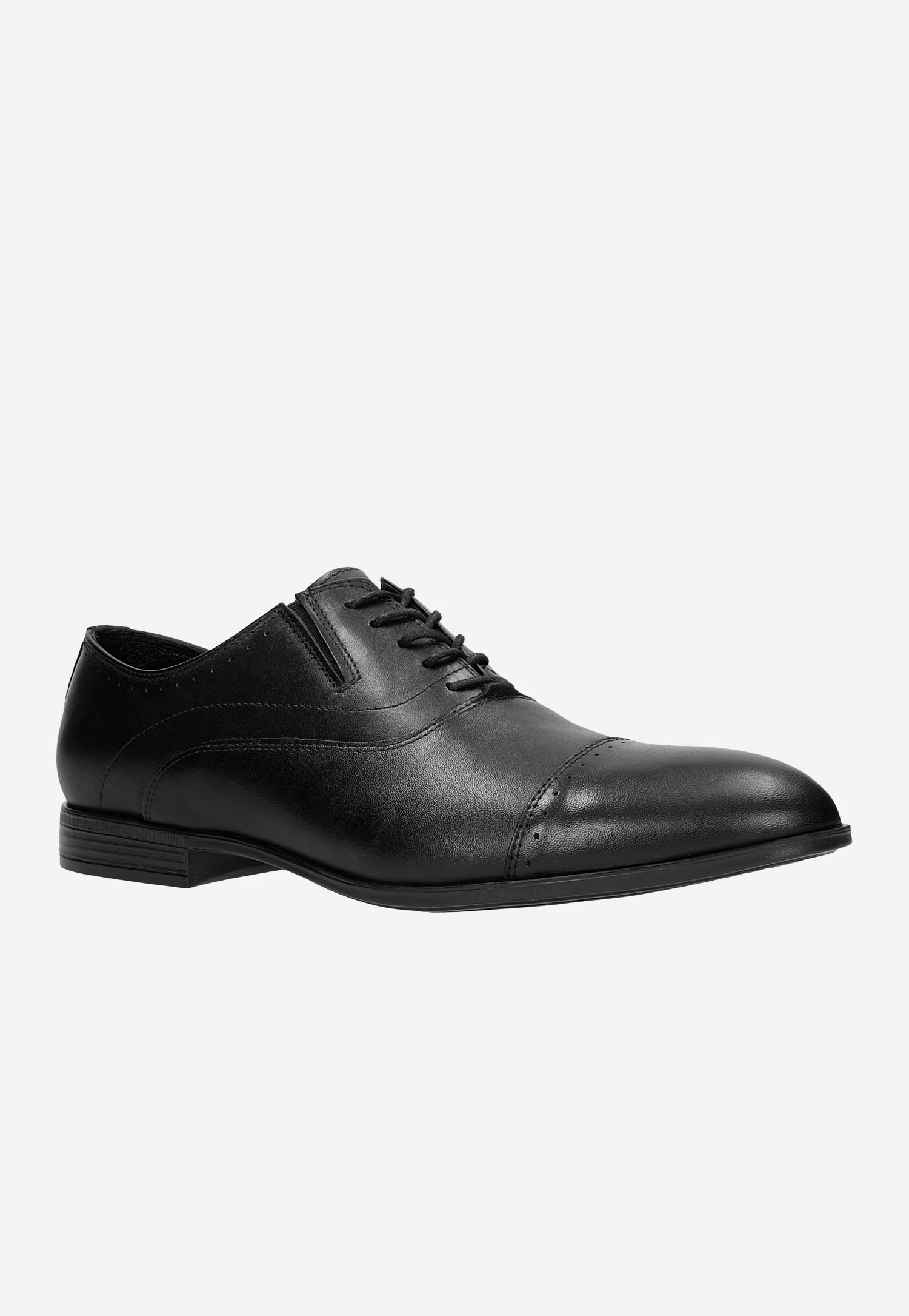 Czarne eleganckie półbuty męskie quarter brogue
