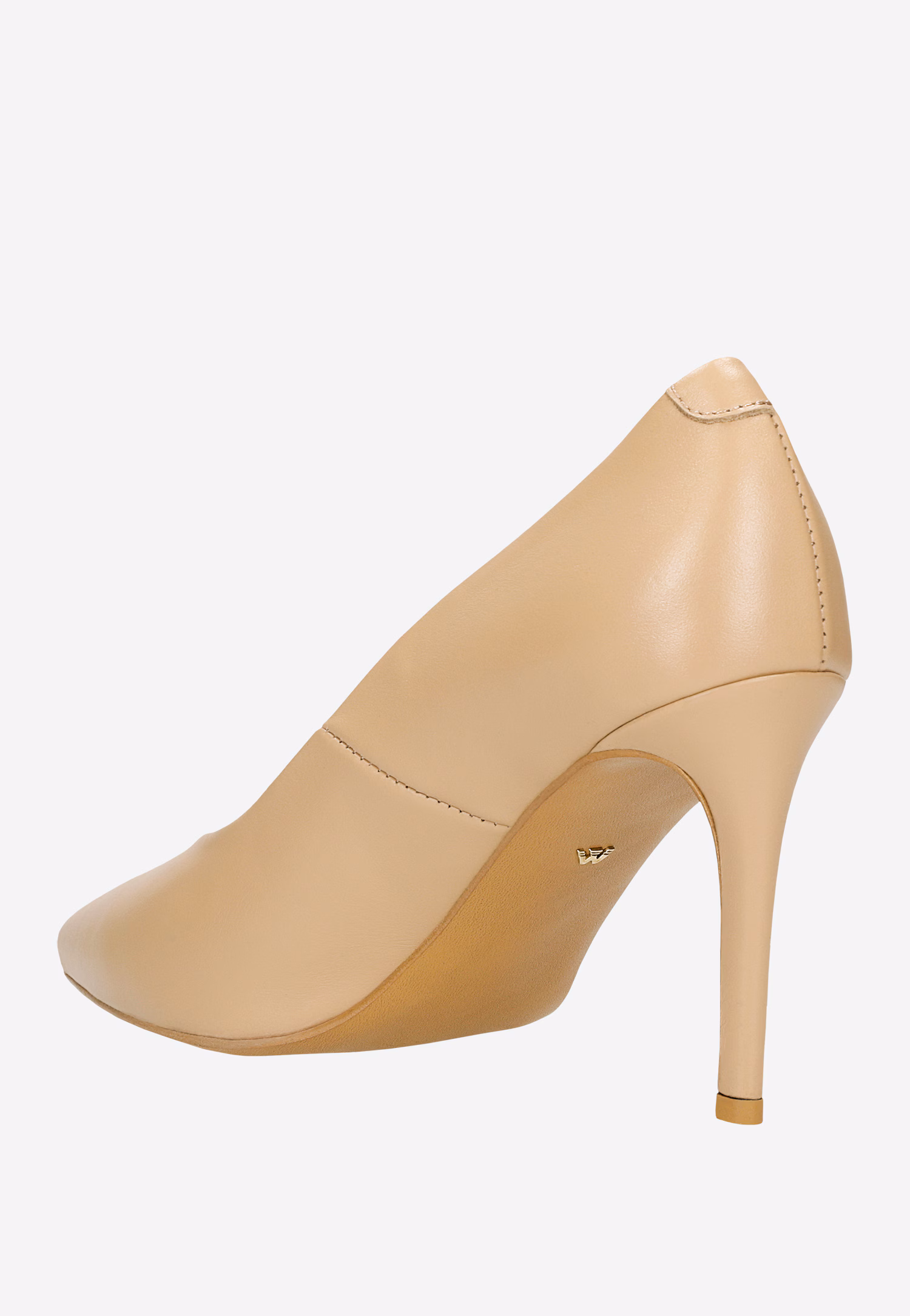 Beżowe klasyczne czółenka ze skóry licowej