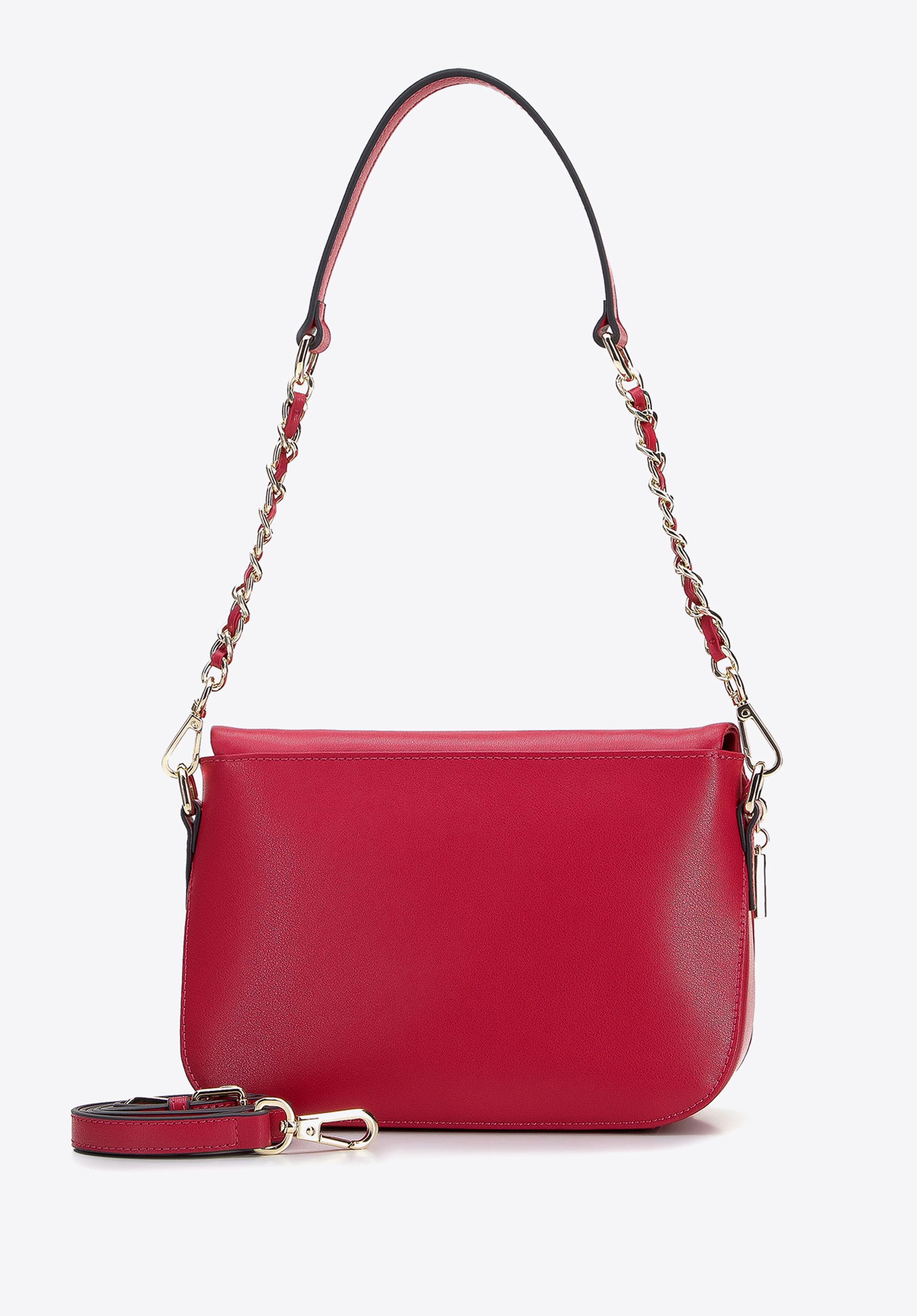 Damska listonoszka skórzana z kieszenią w klapie mała