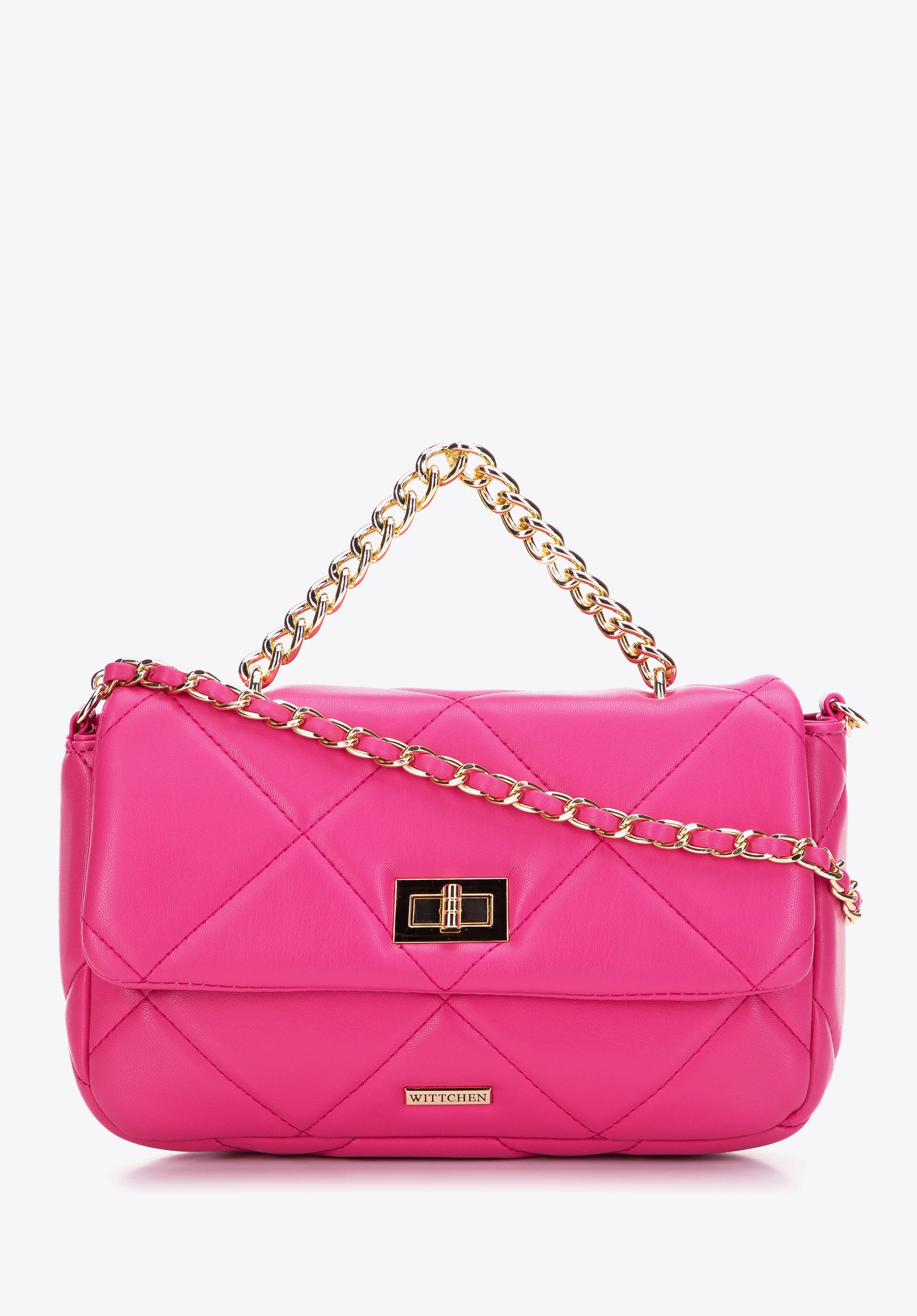 Damska torebka pikowana w kwadraty na łańcuszku mała