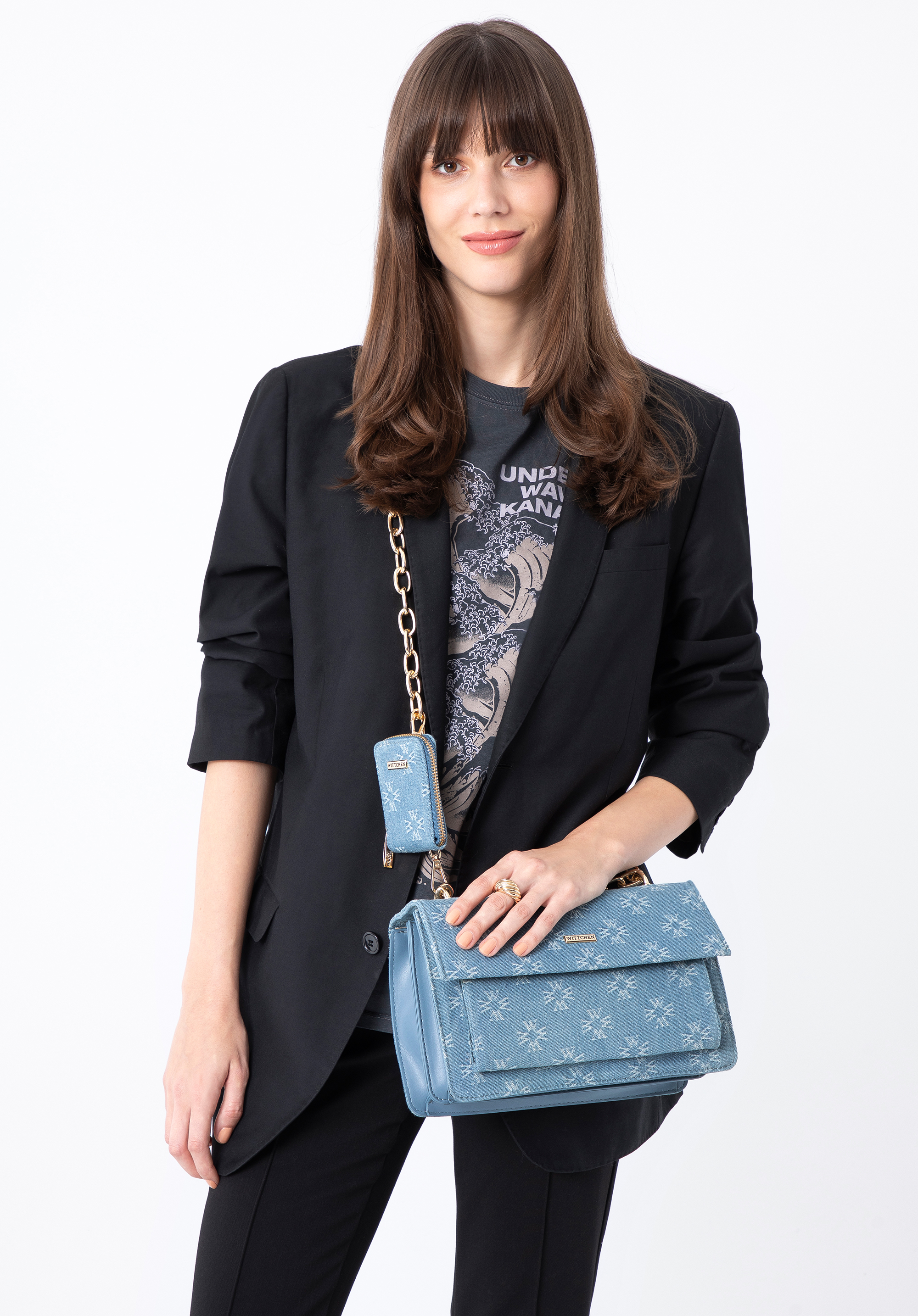 Damska listonoszka dżinsowa w monogram