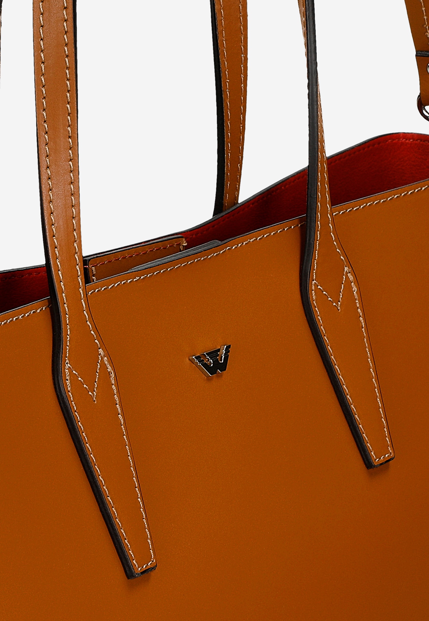 Duża shopperka skórzana z czerwonym wnętrzem