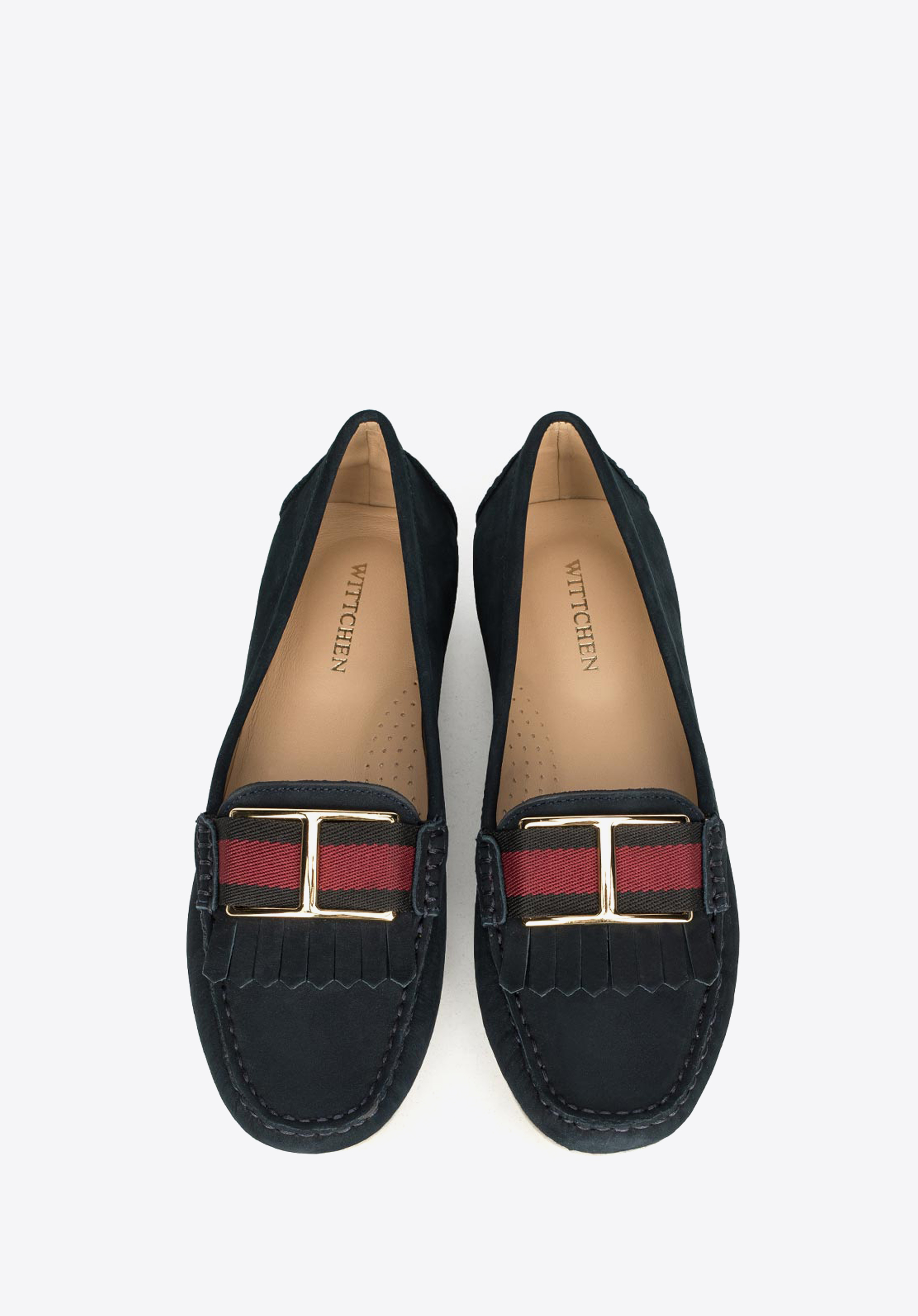 Damskie mokasyny skórzane z ozdobnym paskiem