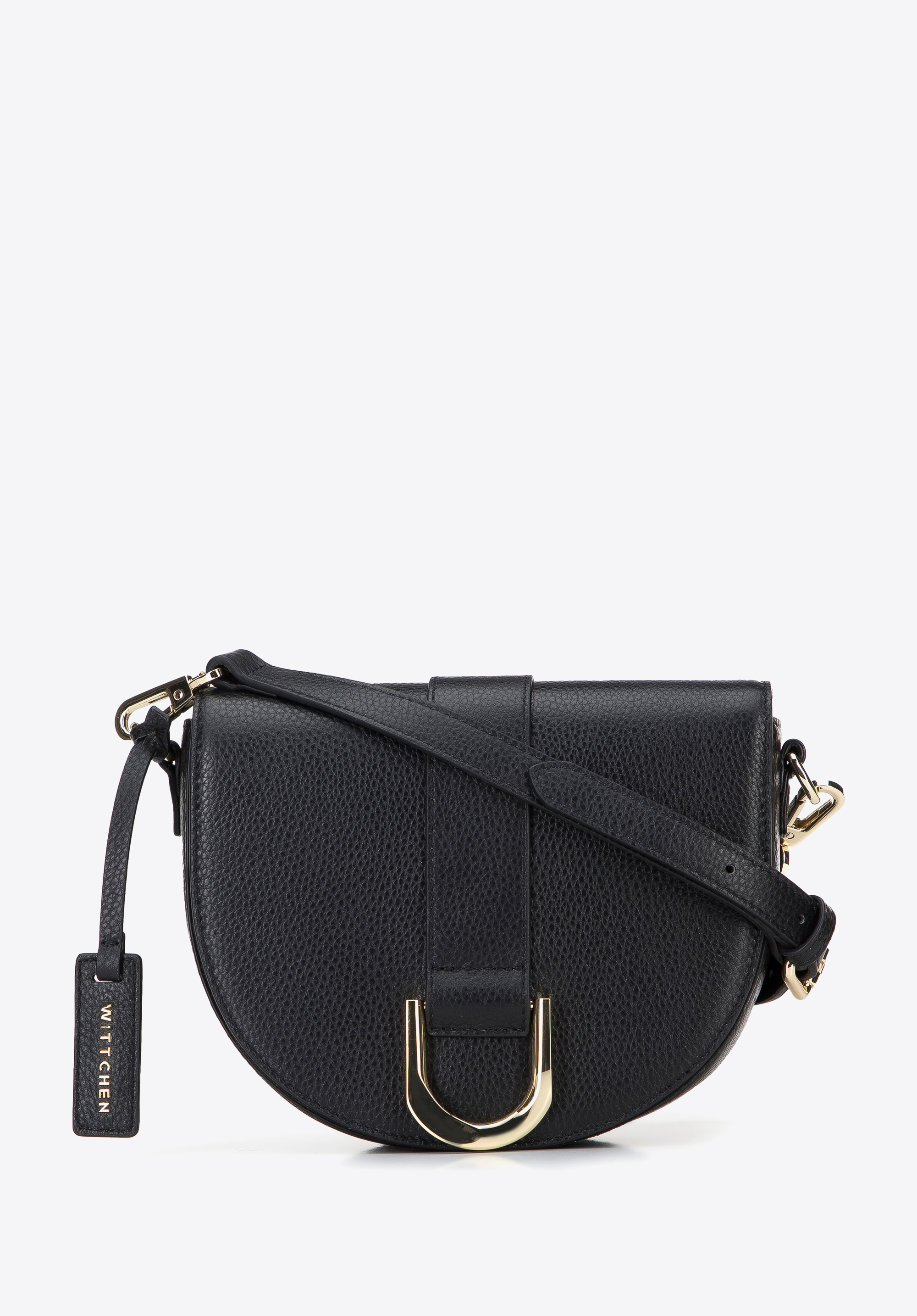 Damska listonoszka skórzana półokrągła z klamrą