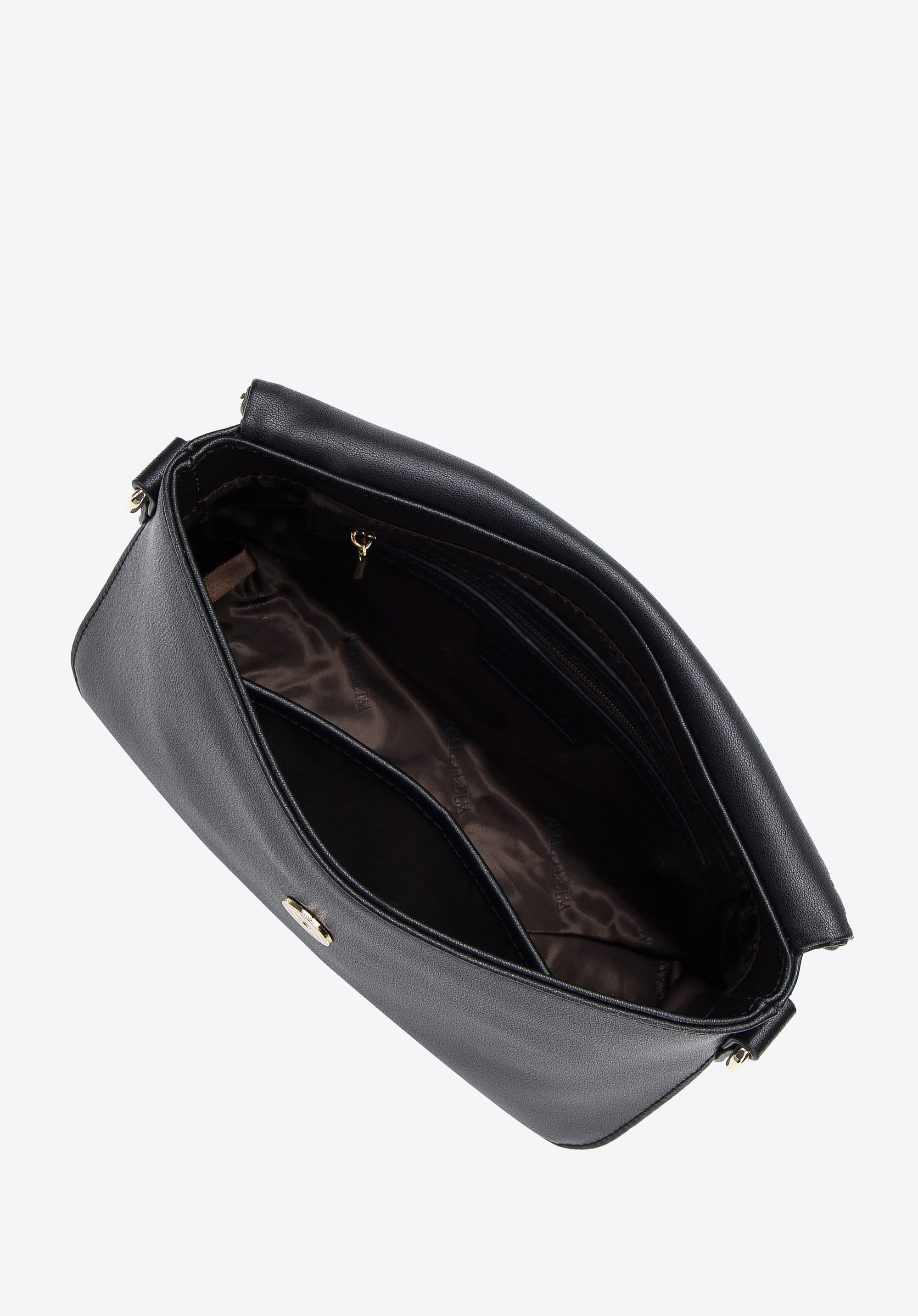 Damska listonoszka skórzana z kieszenią w klapie mała