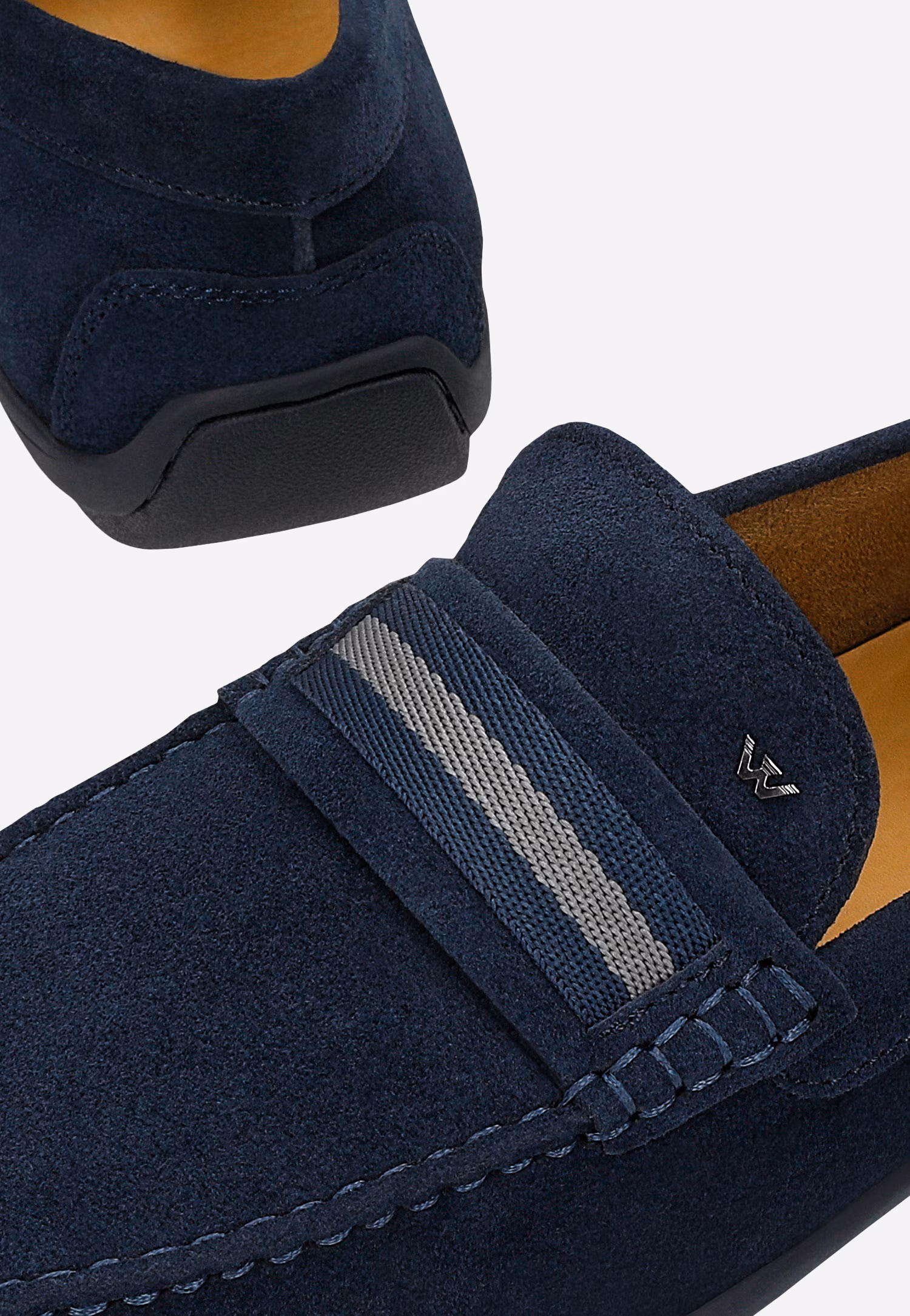 Granatowe mokasyny męskie z dwoiny welurowej
