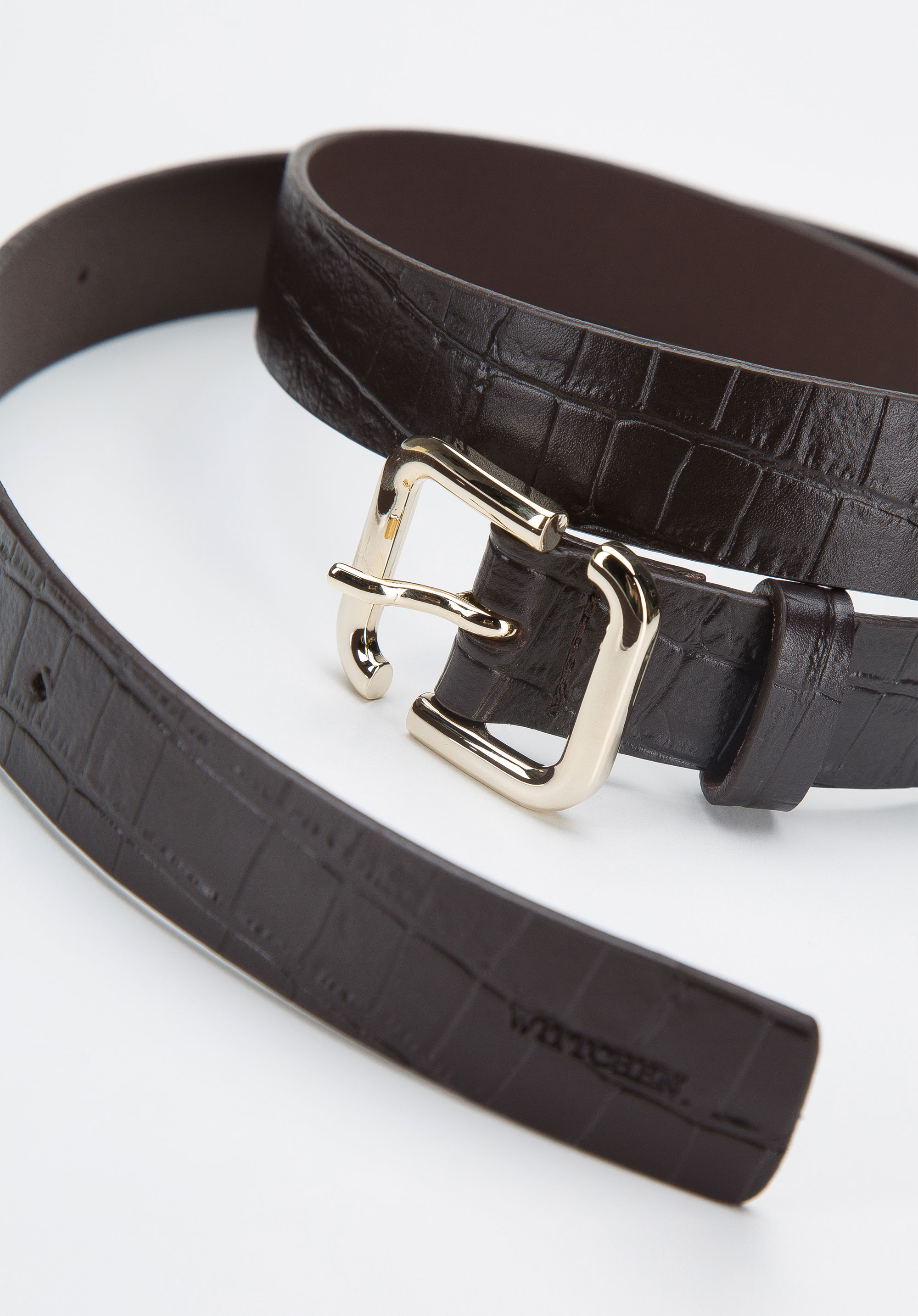 Damski pasek ze skóry o fakturze croco