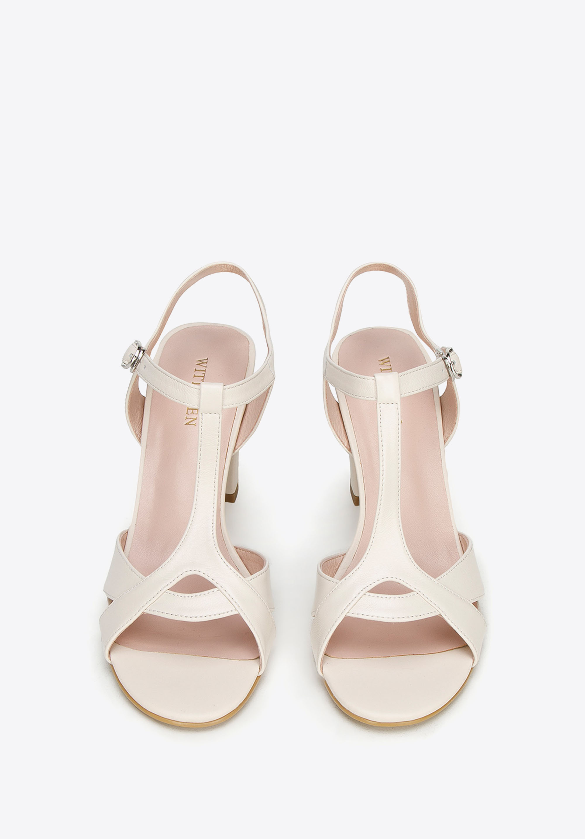 Damskie sandały ze skóry na słupku