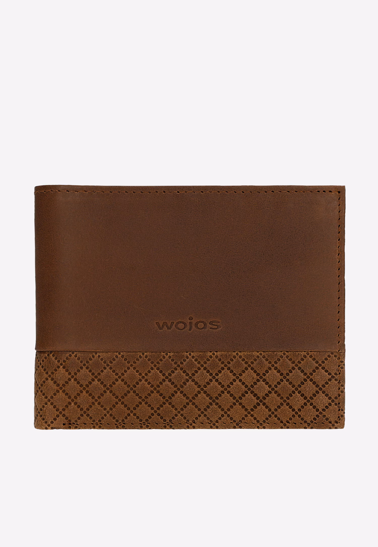 Brązowy skórzany portfel z pikowanym wzorem
