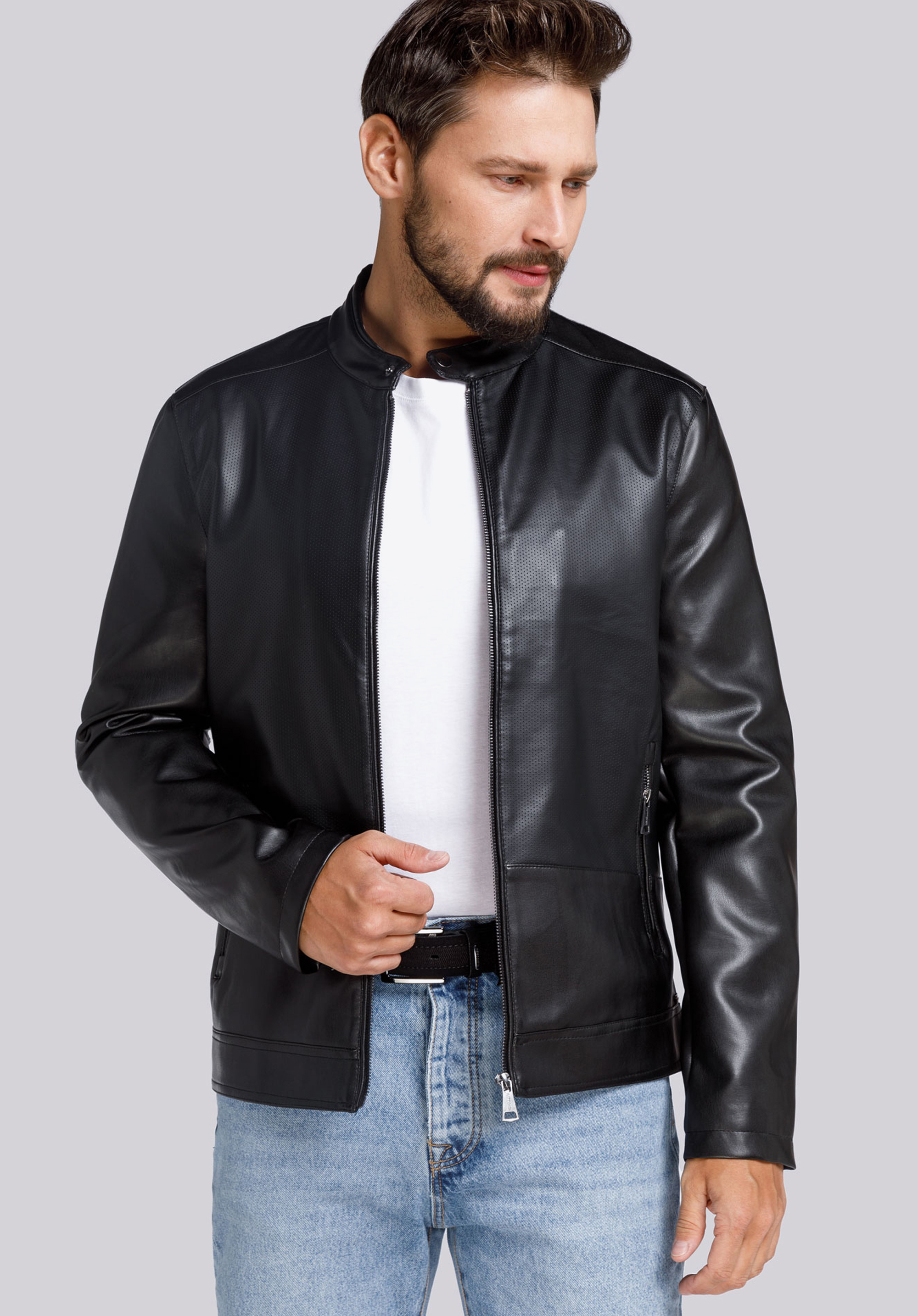 Męska kurtka z perforowanej ekoskóry