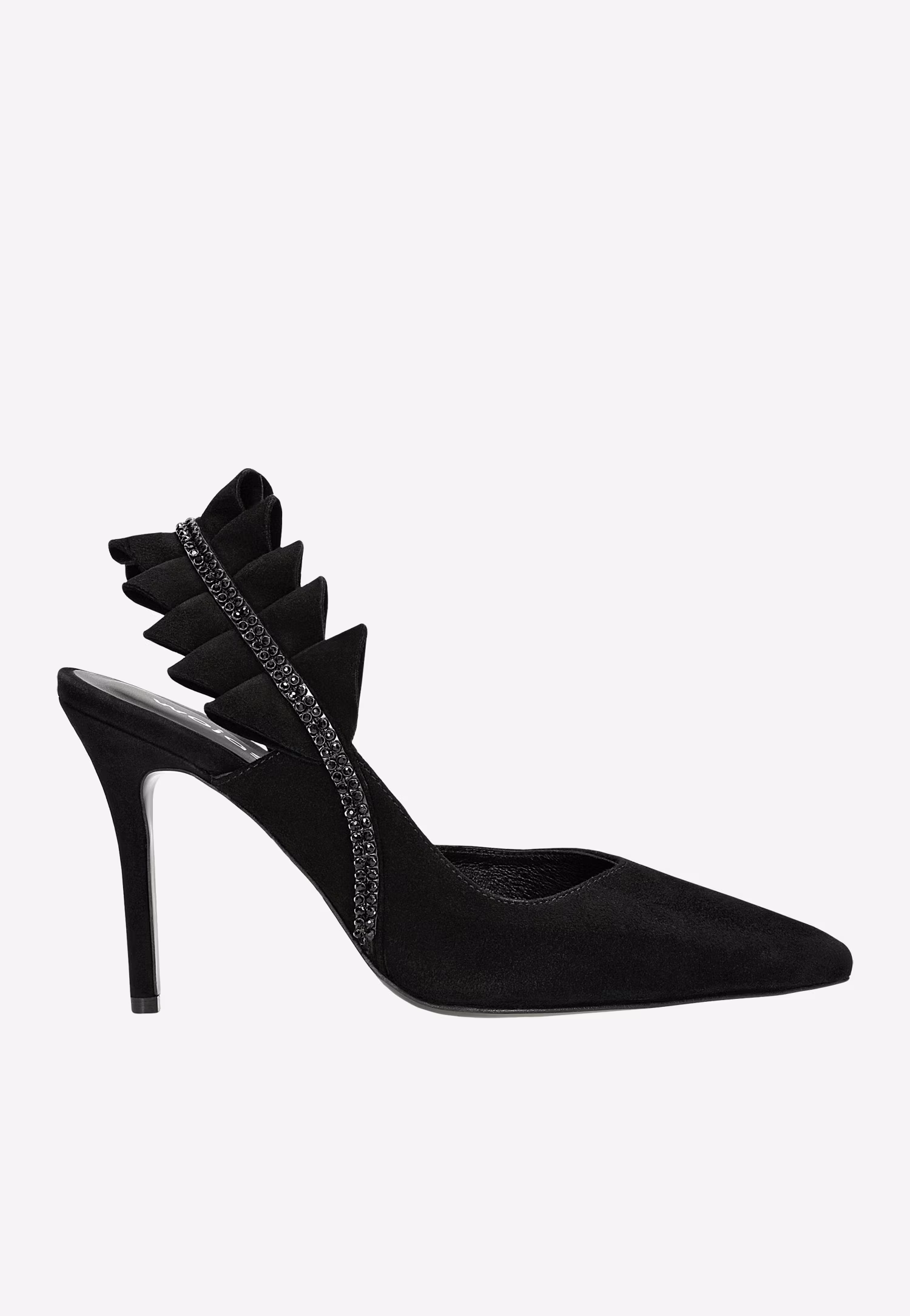 Czarne wieczorowe czółenka damskie z kryształkami